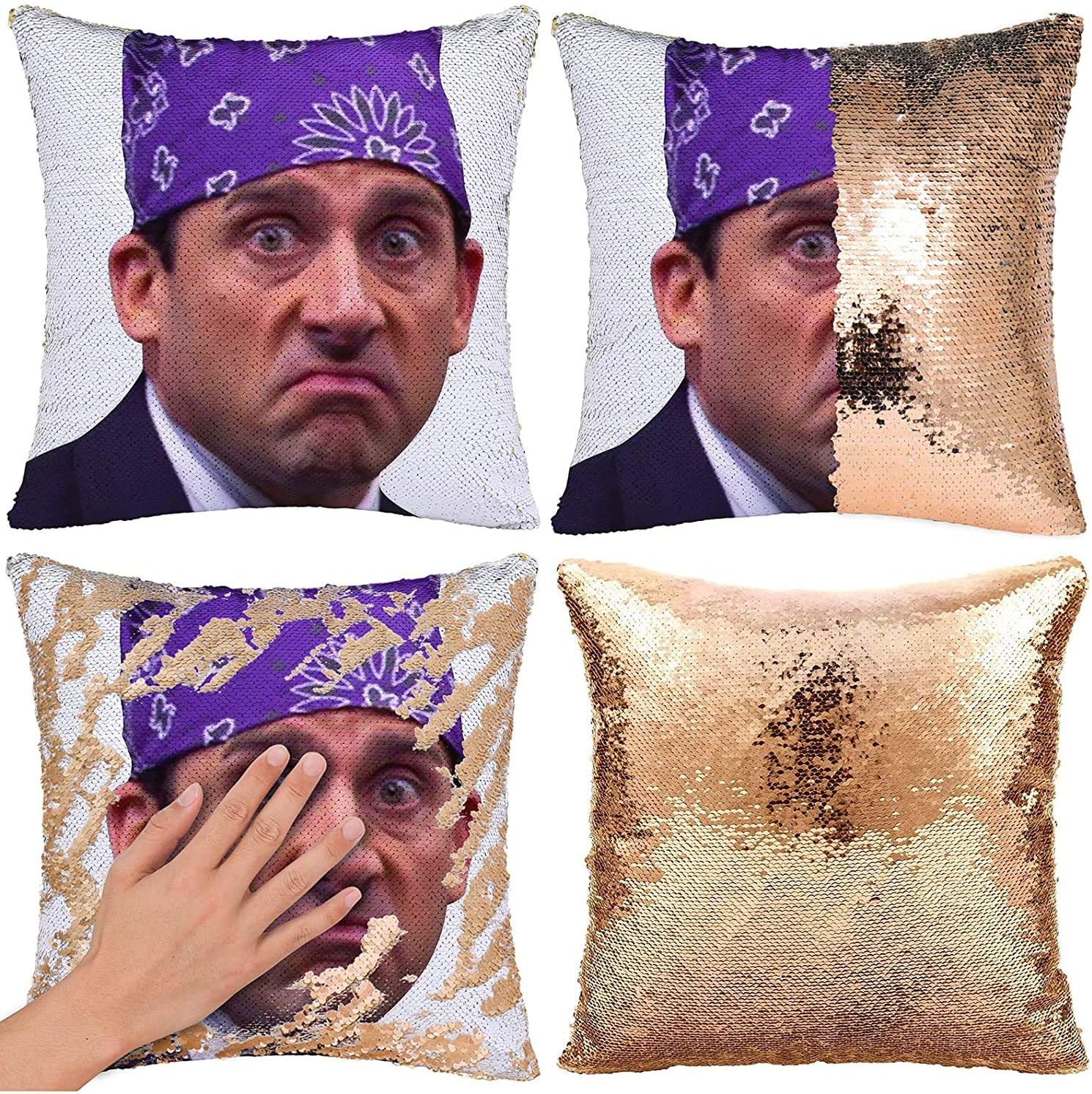Tiaronics Magic Reversible Sequin Pillow Cases Mermaid Pillow Cases Throw Pillow Covers Cushion Cover Decorative Pillowcase 4040cm(1616") (Prison Mike/Champagnee)