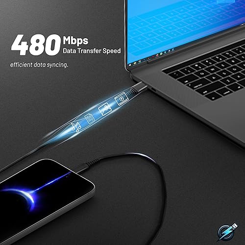 Miniatura 6 de Cable USB C 5 unidades 3.1A QC 3.0 60W de carga rápida USB tipo C a A (336610 pies) cables trenzados de nailon compatibles con iPhone 15, MacBook