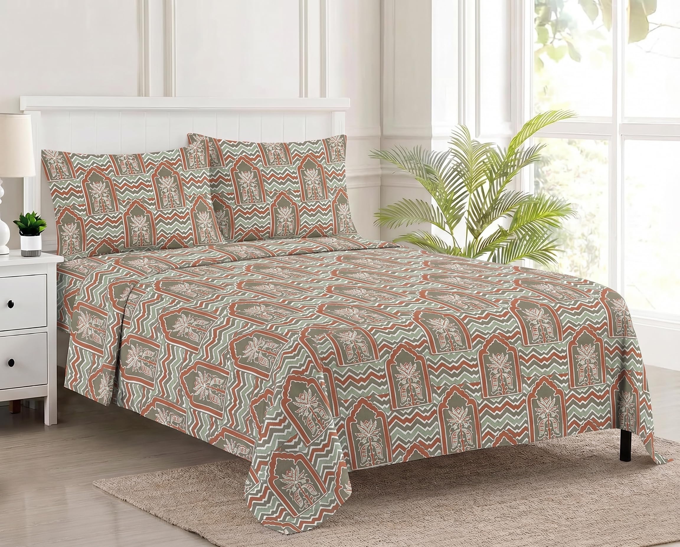 Trance Home Linen King Size Bedsheet - Ferns Paradise Blue -10 Trance Home Linen King Size Bedsheet - Ferns Paradise Blue -10
