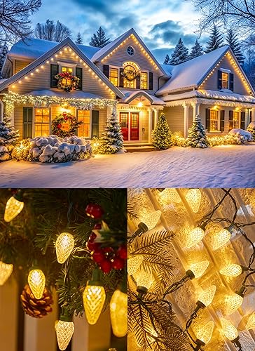 Miniatura 7 de Luces de Navidad C9 para exteriores, 114 pies, 150 luces LED C9 con temporizador y 8 modos de luz, luces impermeables de grado comercial conectables