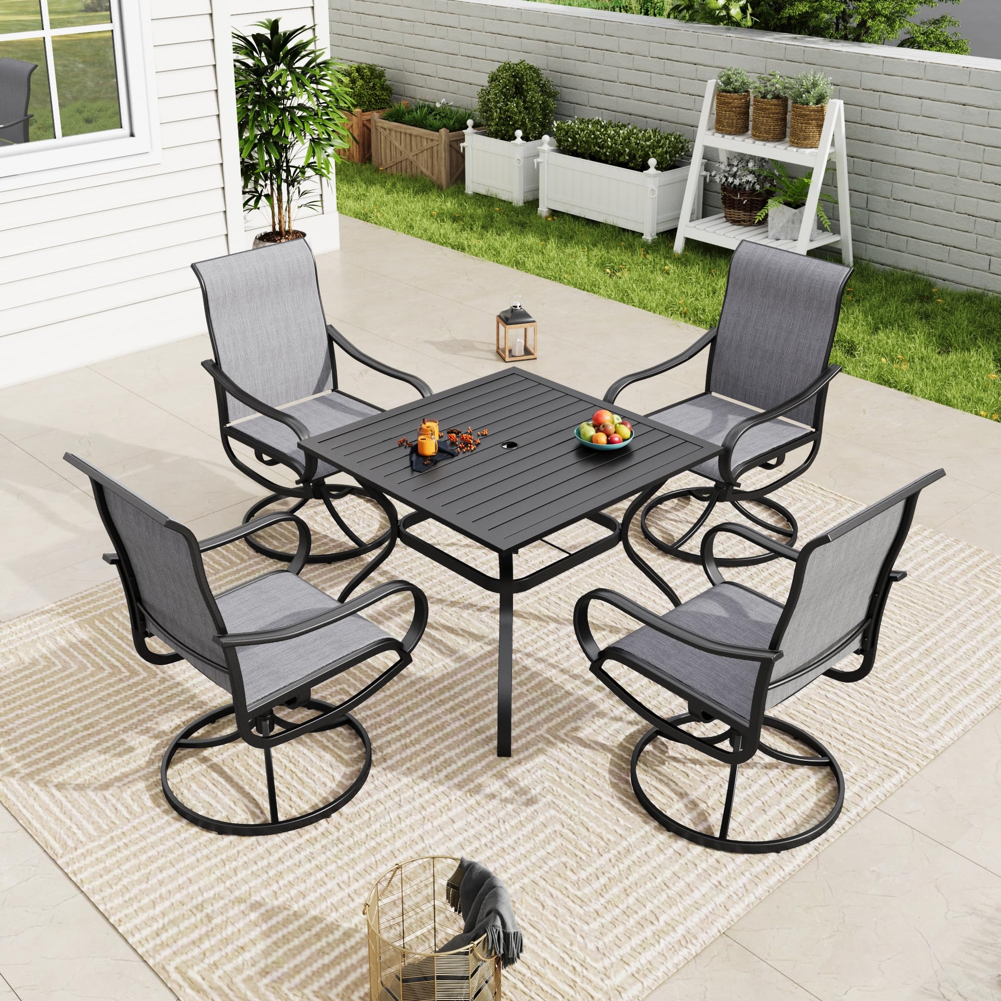Amazon.com: MFSTUDIO Patio Table and Chairs Set of 4, Outdoor