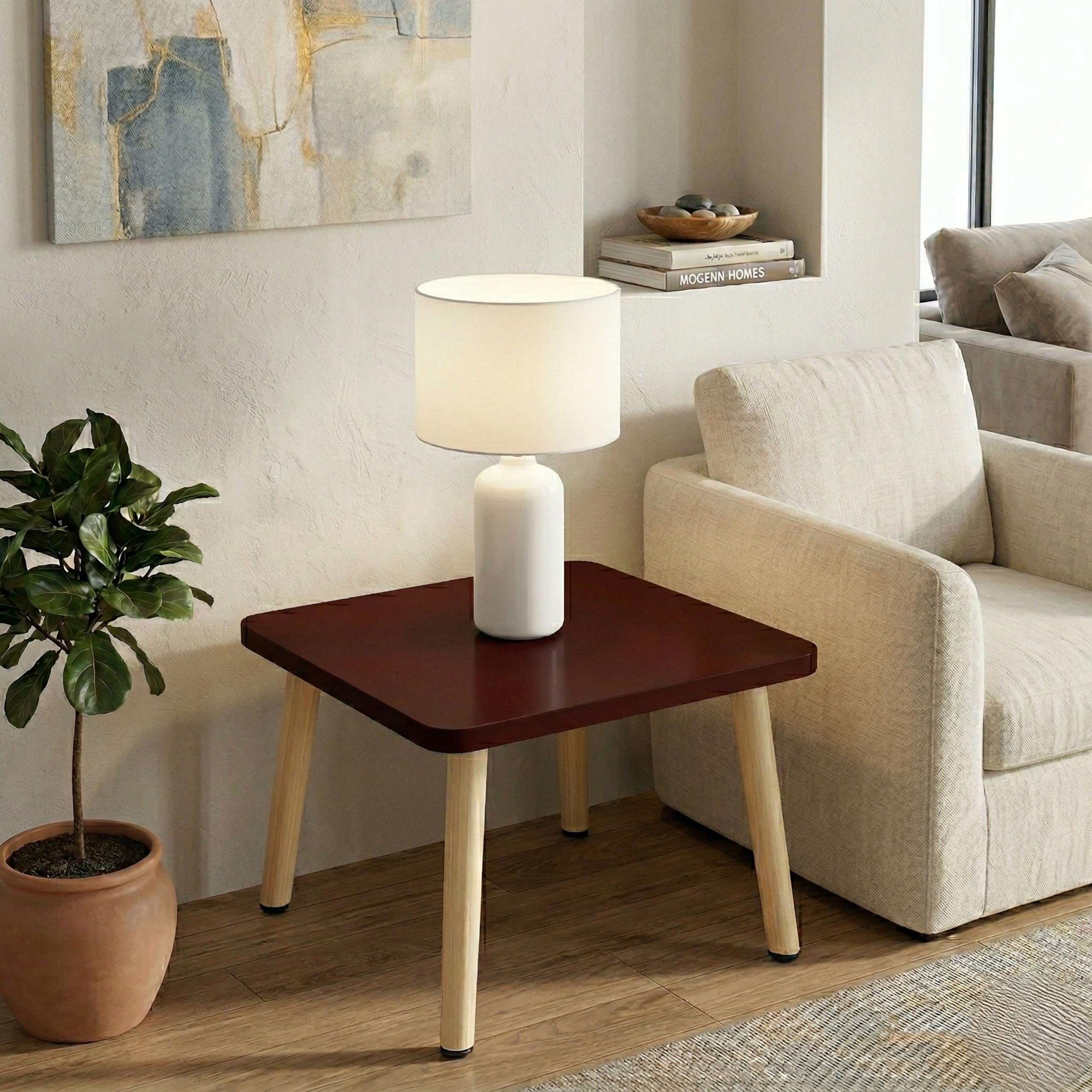 Modern Bedside Table Square Accent Table Nightstand for Small Space, Living Room, Bedroom, Office, Easy Assembly, Side Table Home Storage Organizer Wooden End Table.(Brown)-image-46