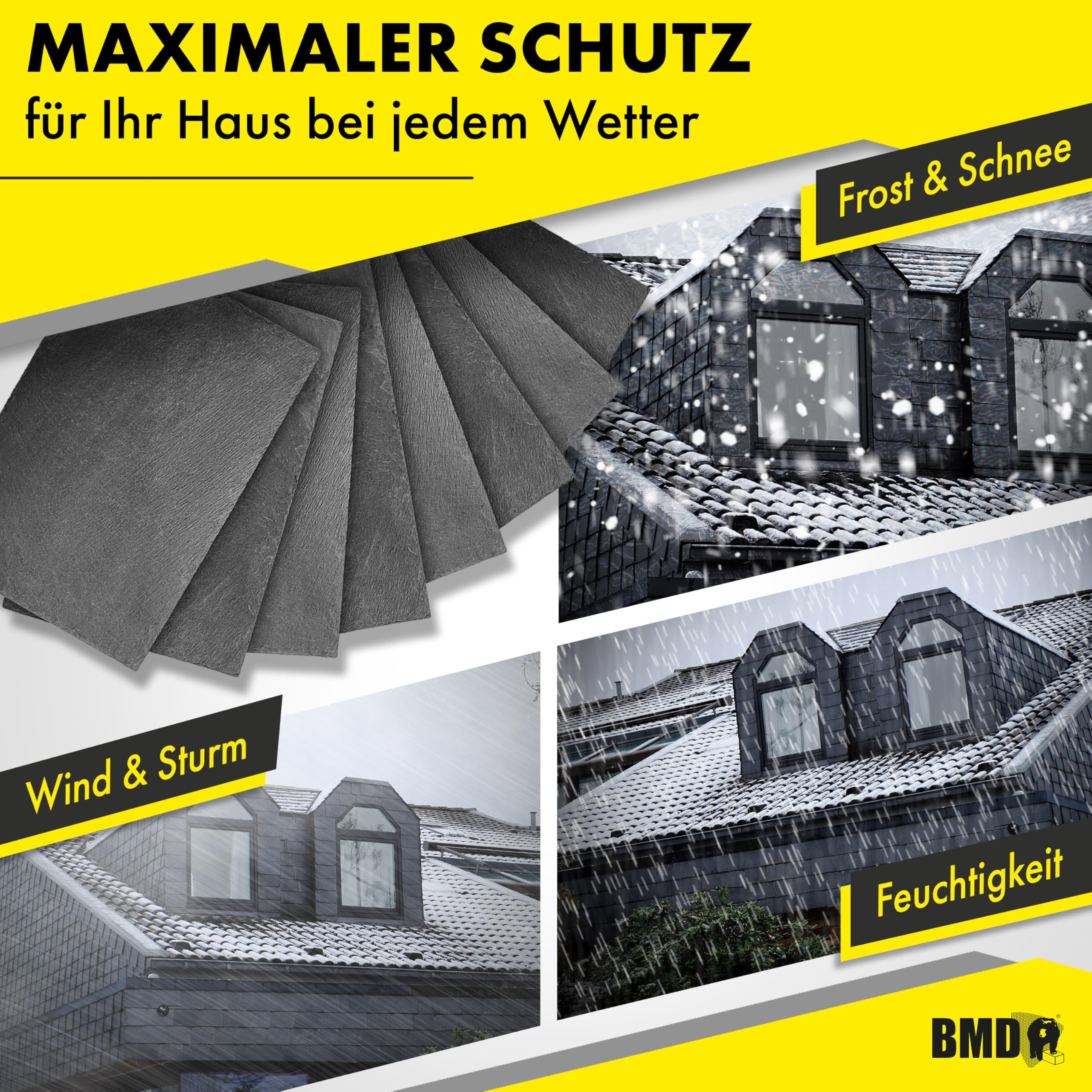 1m² (40 Stück) Naturschiefer 20x20cm Uni | 1. Wahl | 4 Größen | spanischer Markenschiefer für Dach & Fassade | Universal Schiefer Schornstein Gaube | Dachdecker Qualität 1. Sortierung