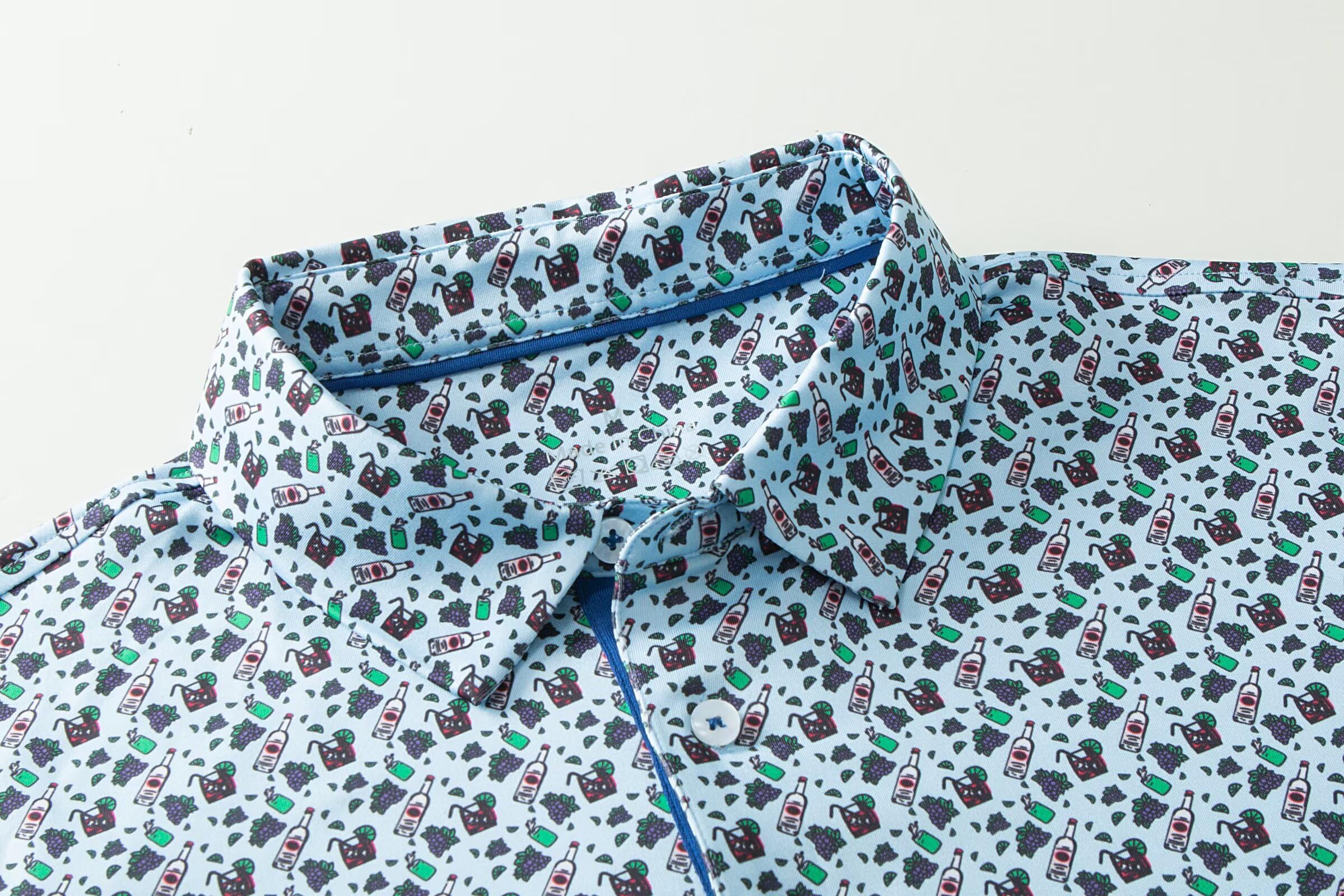 Camisas de golf para hombre, secado rápido, absorben la humedad, casual, manga corta, rendimiento, estampado atlético, cuello elegante, polo para hombre