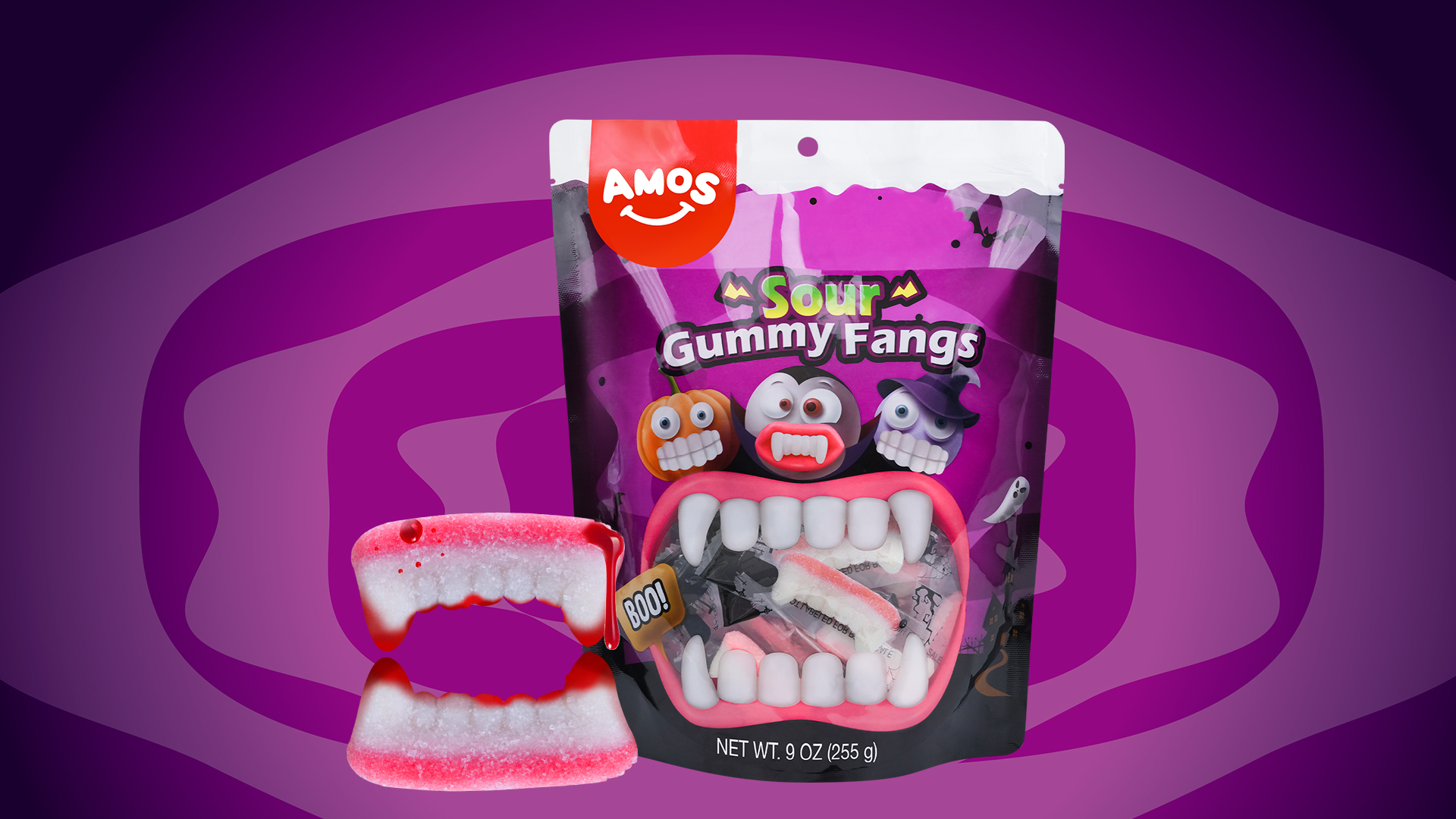 Amazon.com : Amos Gummi Teeth Candy Vampire Teeth - Gummy Fangs