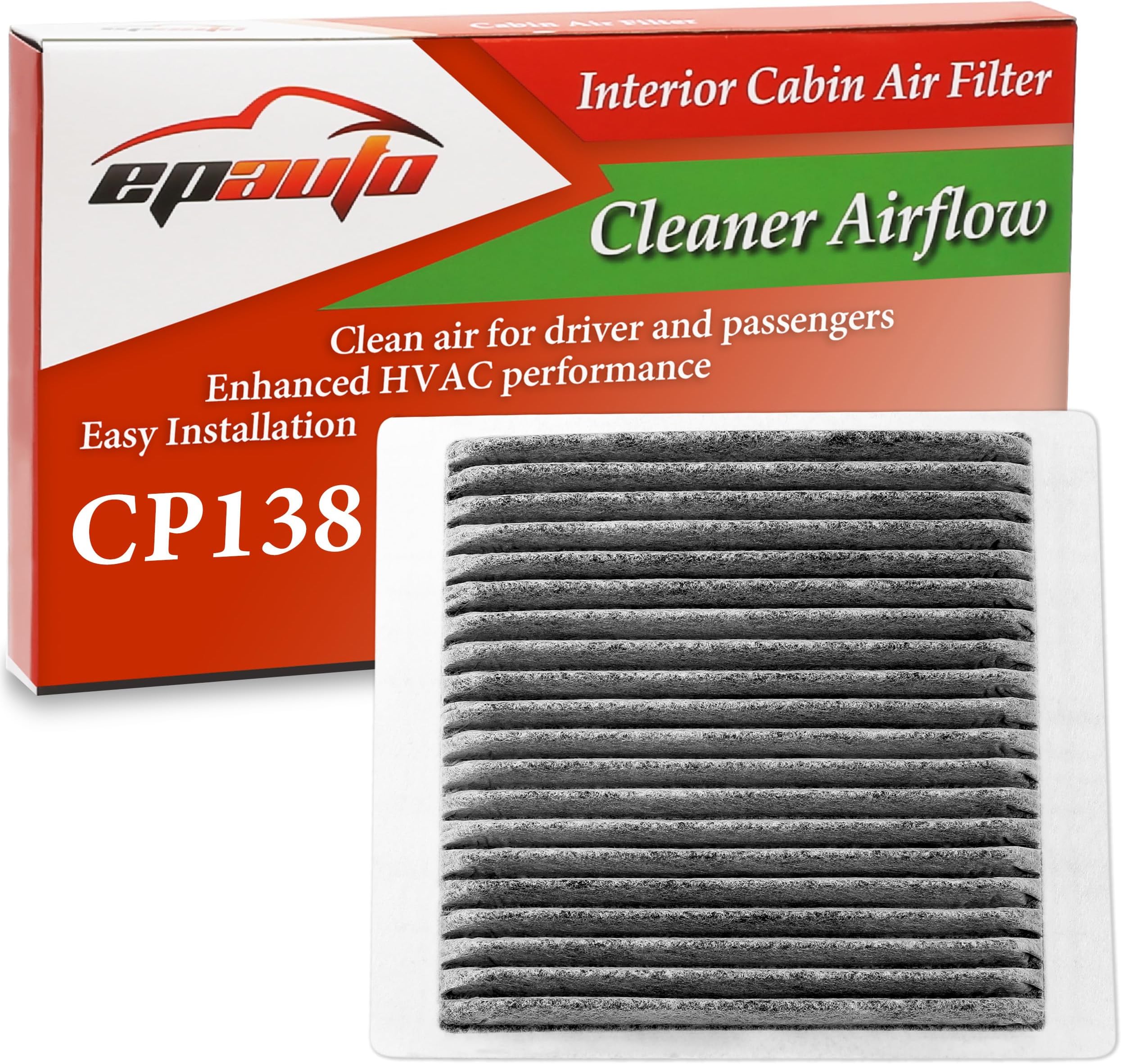 EPAuto CP138 (CF10138) Cabin Air Filter with Activated Carbon Replacement for Toyota Highlander (2001-2007), Lexus IS300 (2001-2005), RX300 (1999-2003)
