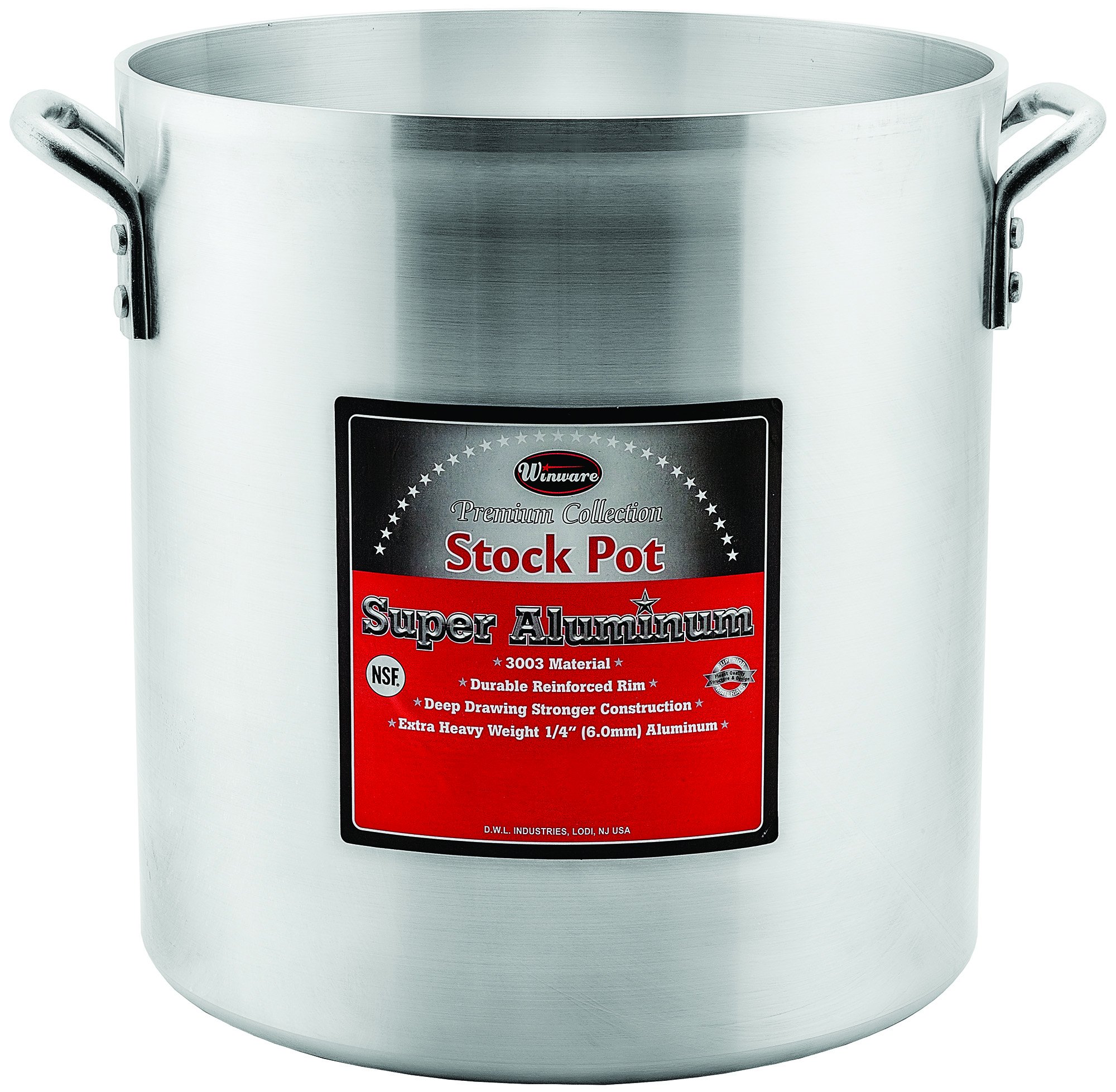 Winco USA Super Aluminum Stock Pot, Extra Heavy Weight, 24 Quart, Aluminum