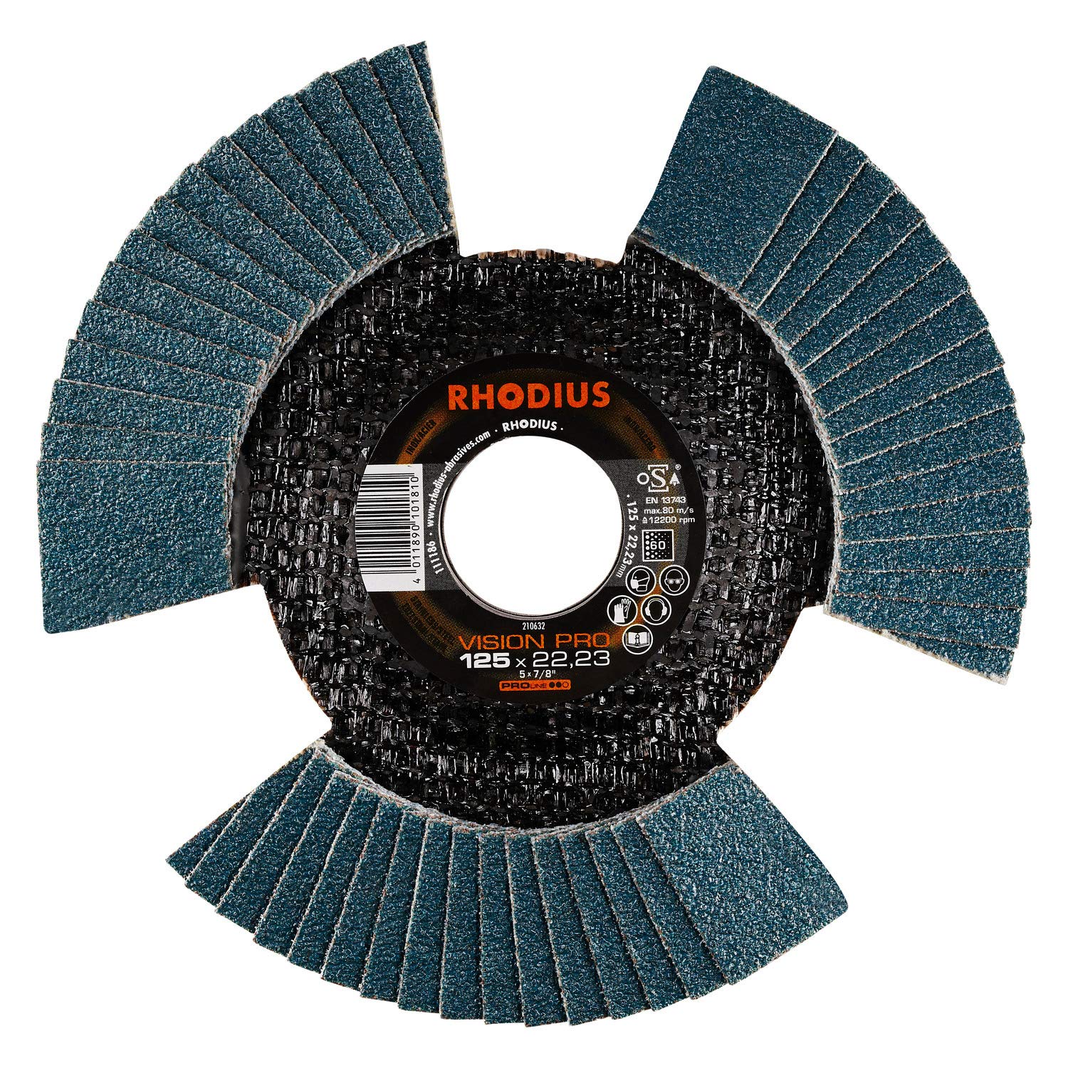 Rhodius Inox Vision Pro - Disco abrasivo de láminas para amoladora angular (10 unidades, 125 mm de diámetro, K60)