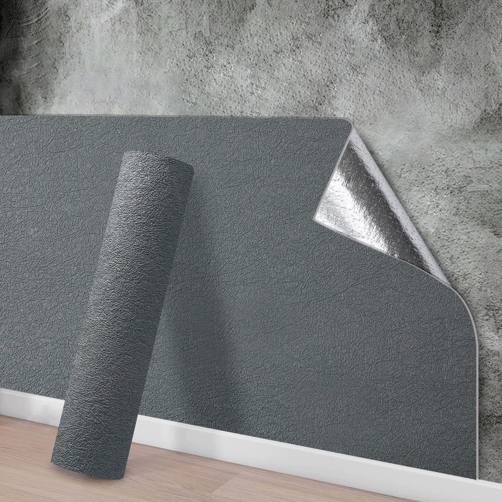 Snewvie Self Adhesive Thermal Insulation Wallpaper,Thermal Wallpaper Self Adhesive 5 Rolls 50 * 280cm 3mm Thicken 3D Wall Panels Grey Sticky Textured Wall Paper for Ceilings Bedroom Livingroom — image 1