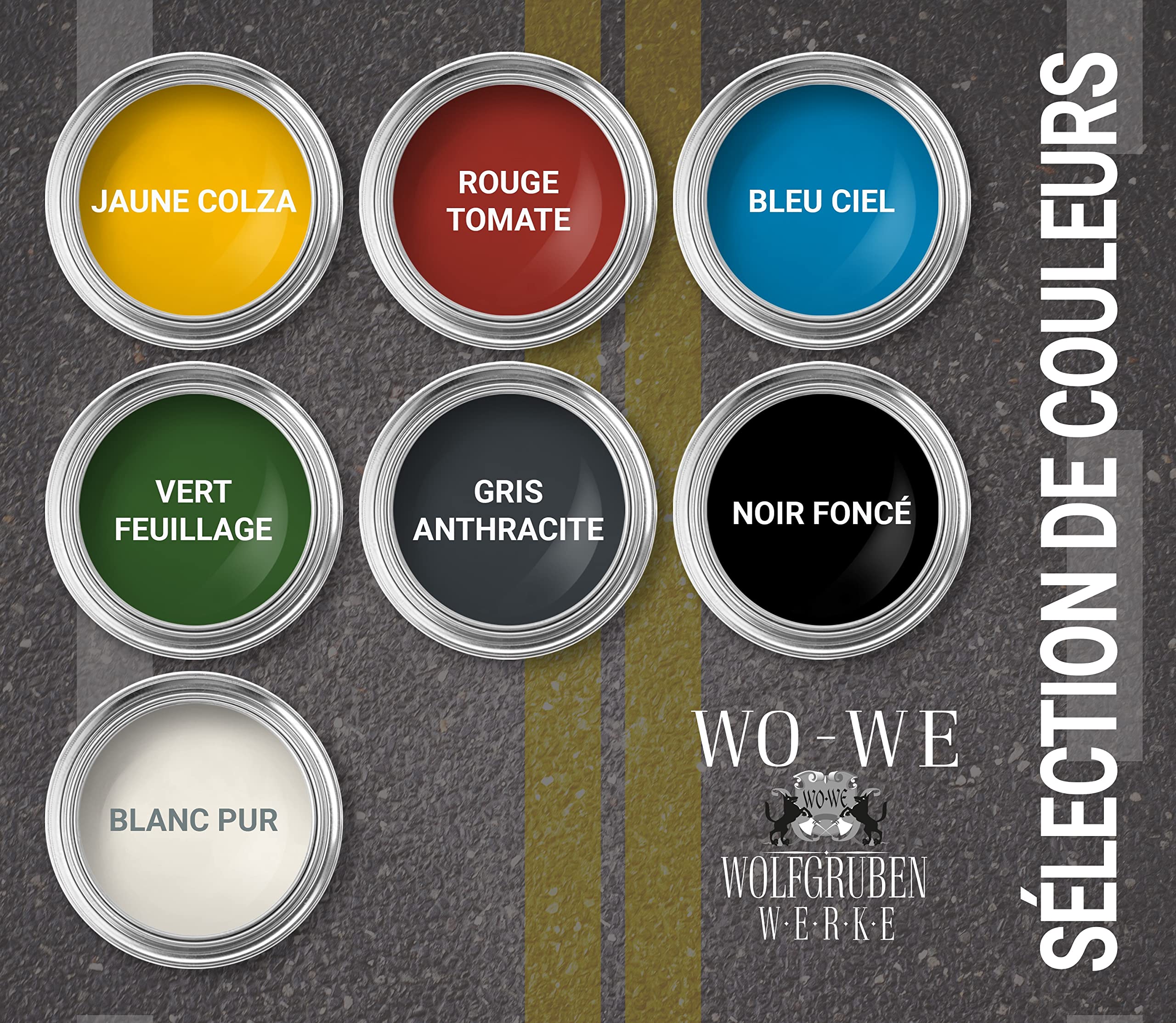 WO-WE Peinture de signalisation SL820 - Marquage au sol pour parking, route - Blanc 10L