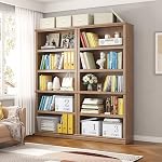 Bevfint Bookshelf, Open Storage 70 Inch Tall 5 Shelf Bookcase, Floor Standing Bookshelves and Bookcases, Book case for Farmhouse Library Office Bedroom Kids, Oak - 5 Tier, 5CSG-OAK