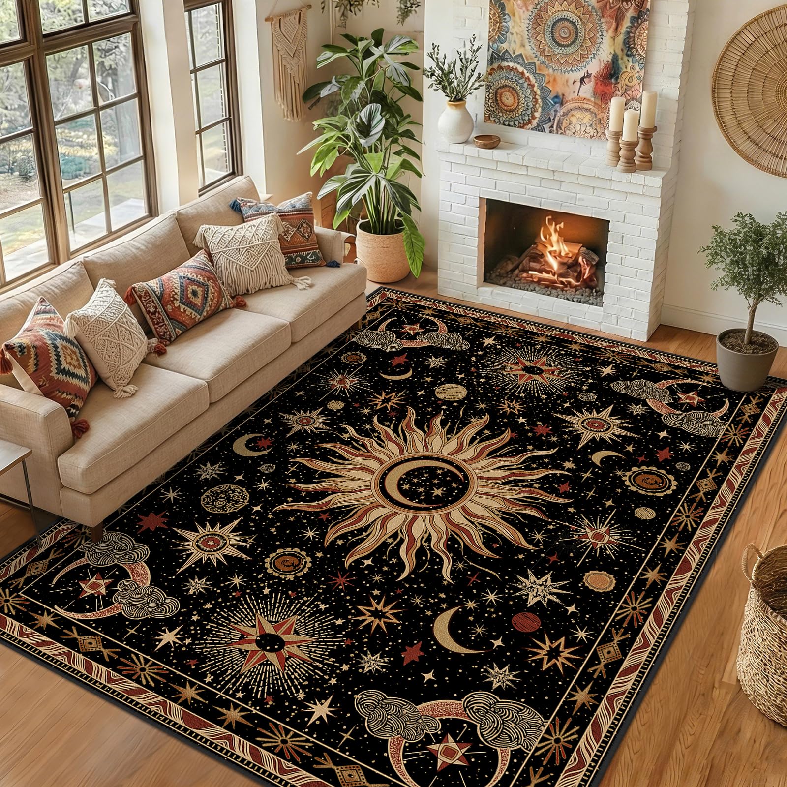 meejou Celestial Sun Moon Rug