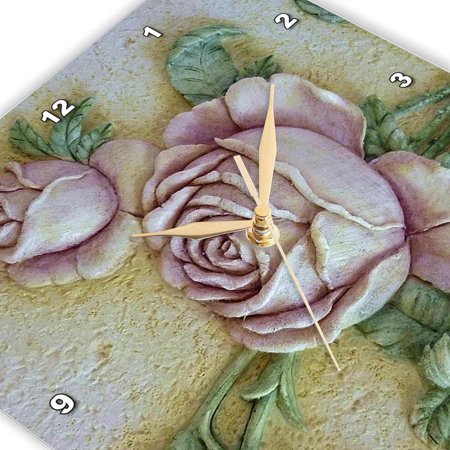 Wall Clock Silent - 15 inch - Ceramic Roses - Decorative