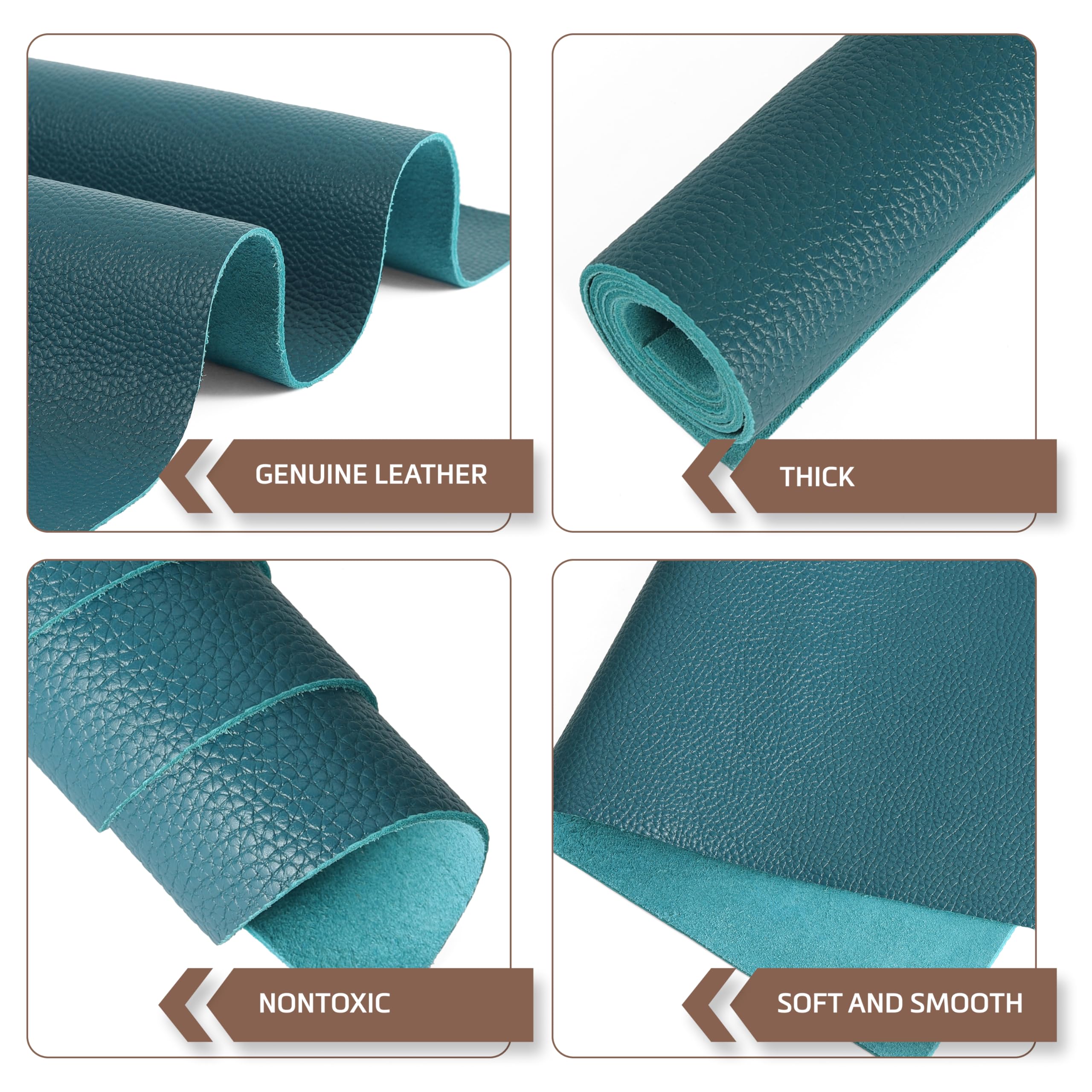 Shkira Hojas de cuero azul genuino de 12 x 24 pulgadas de 2.0 mm para manualidades, cuero de vaca de grano natural, cuadrado de cuero de herramientas - Textura gruesa superior auténtica de grano