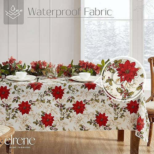 Miniatura 2 de Elrene Home Fashions - Mantel de vinilo resistente al agua y a las manchas con parte trasera de franela, rectangular de 52 x 70 pulgadas