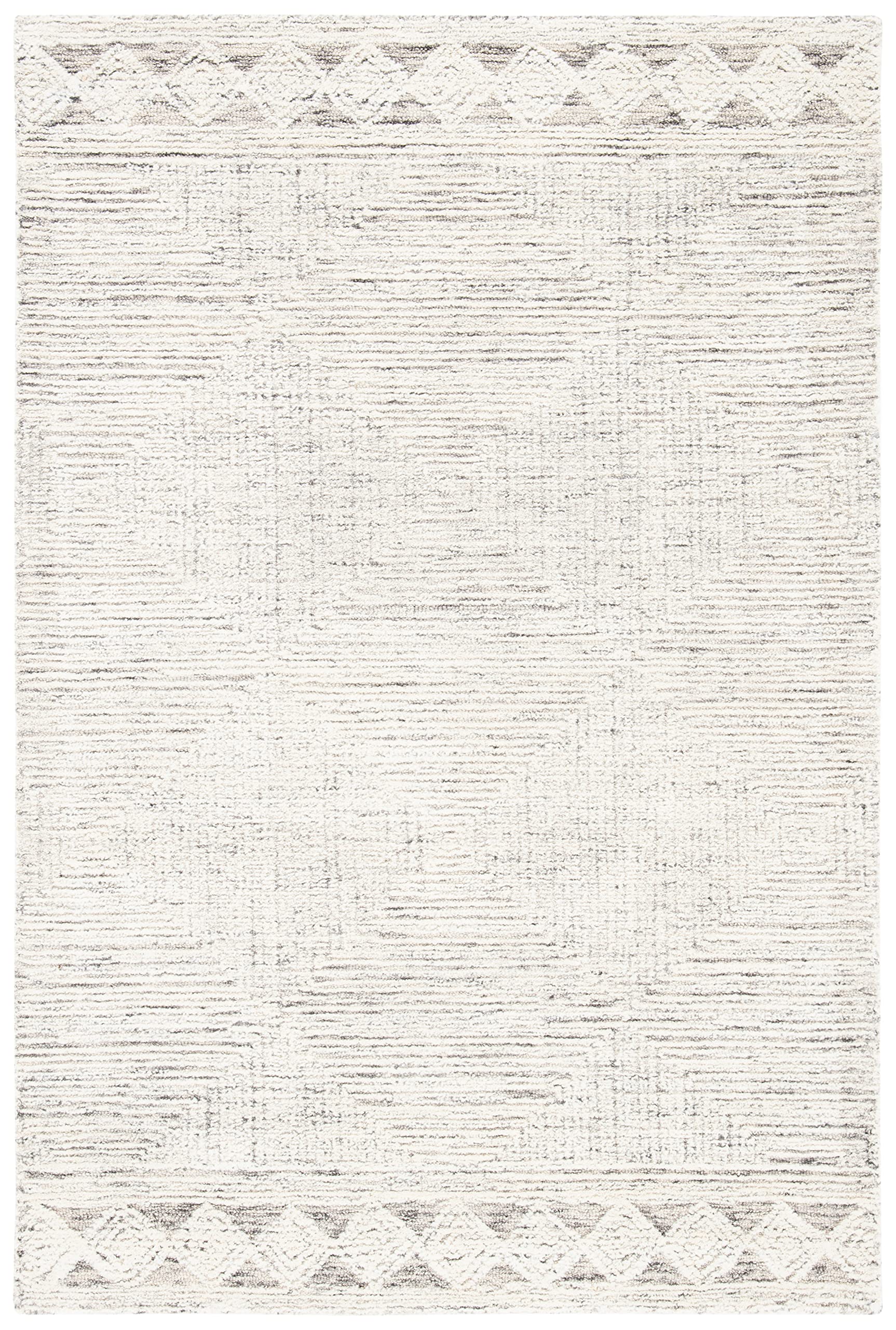 SAFAVIEH Abstract Collection Accent Rug - 2'3" x 4', Ivory & Grey, Handmade Wool, Ideal for High Traffic Areas in Entryway, Living Room, Bedroom (ABT349F)