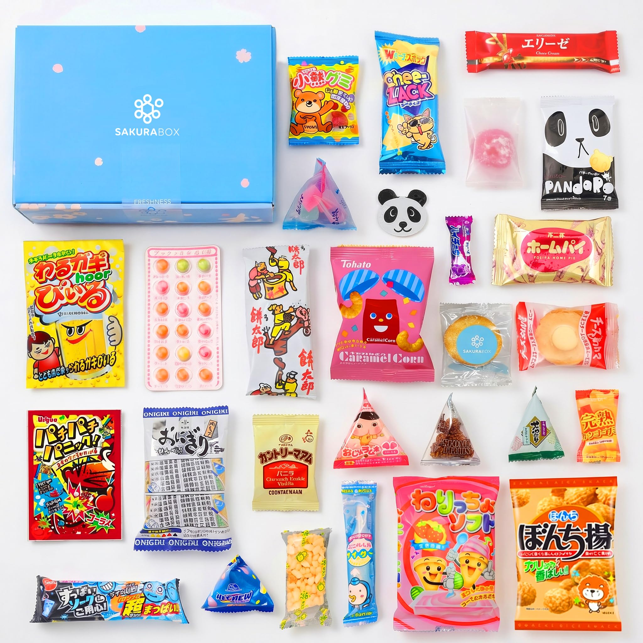 Sakura Box Japanese Snacks & Candy, 30 Piece Dagashi Gift Box Set