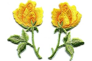 SGRHO Yellow Roses Pair Embroidered Appliques Iron-Ons Patches