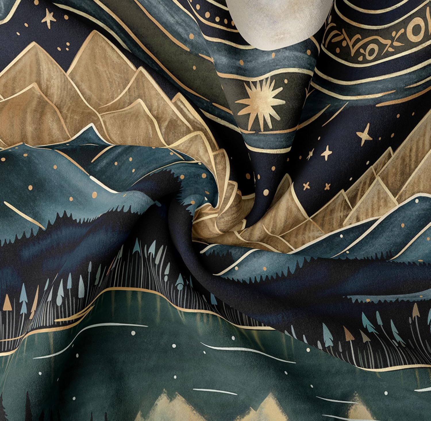 Tapzen Mountain Forest Boho Landscape Moon Stars Tapestry for Bedroom & Living Room (90 x 70 inches)