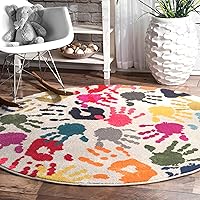 Vista 10 de nuLOOM Pinkie Handprint - Alfombra infantil de 4 x 6 pulgadas, multicolor