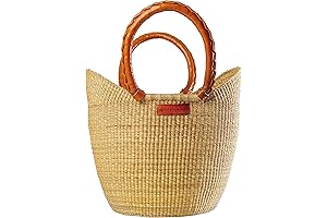 Summer Tote Basket, African Market Basket with Handles