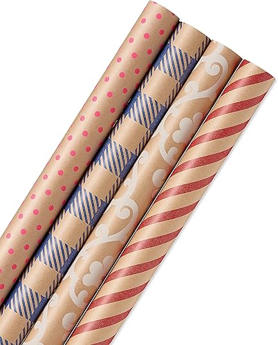 Miniatura 6 de American Greetings Papel de regalo para todas las ocasiones, diseños Kraft (4 rollos, 80 pies cuadrados)