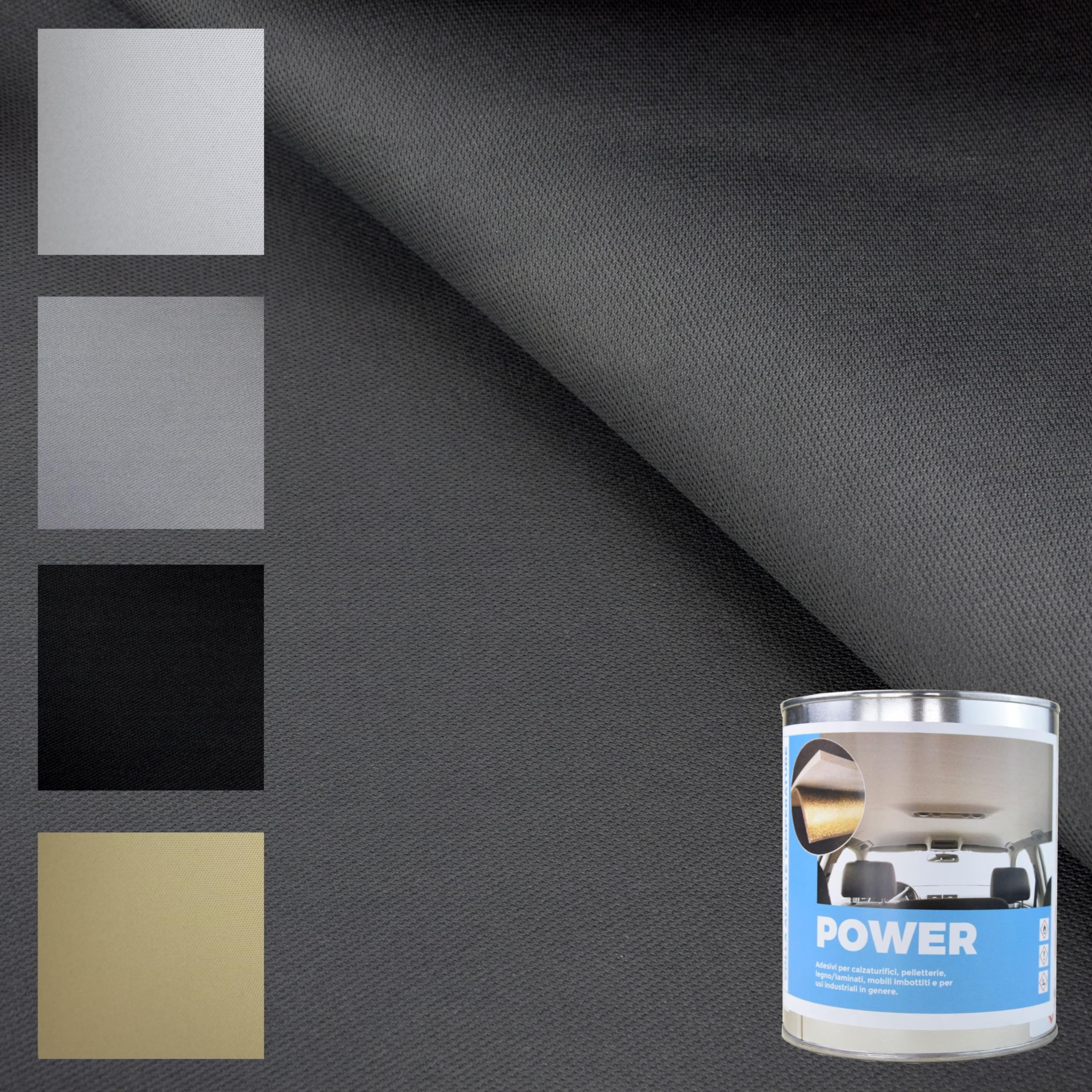 TESSUTO AUTO MONTANTI - Bi-Elastico, Semi-Impermeabile, Nero, Per Interni Auto E Tetti Apribili - Foto 6