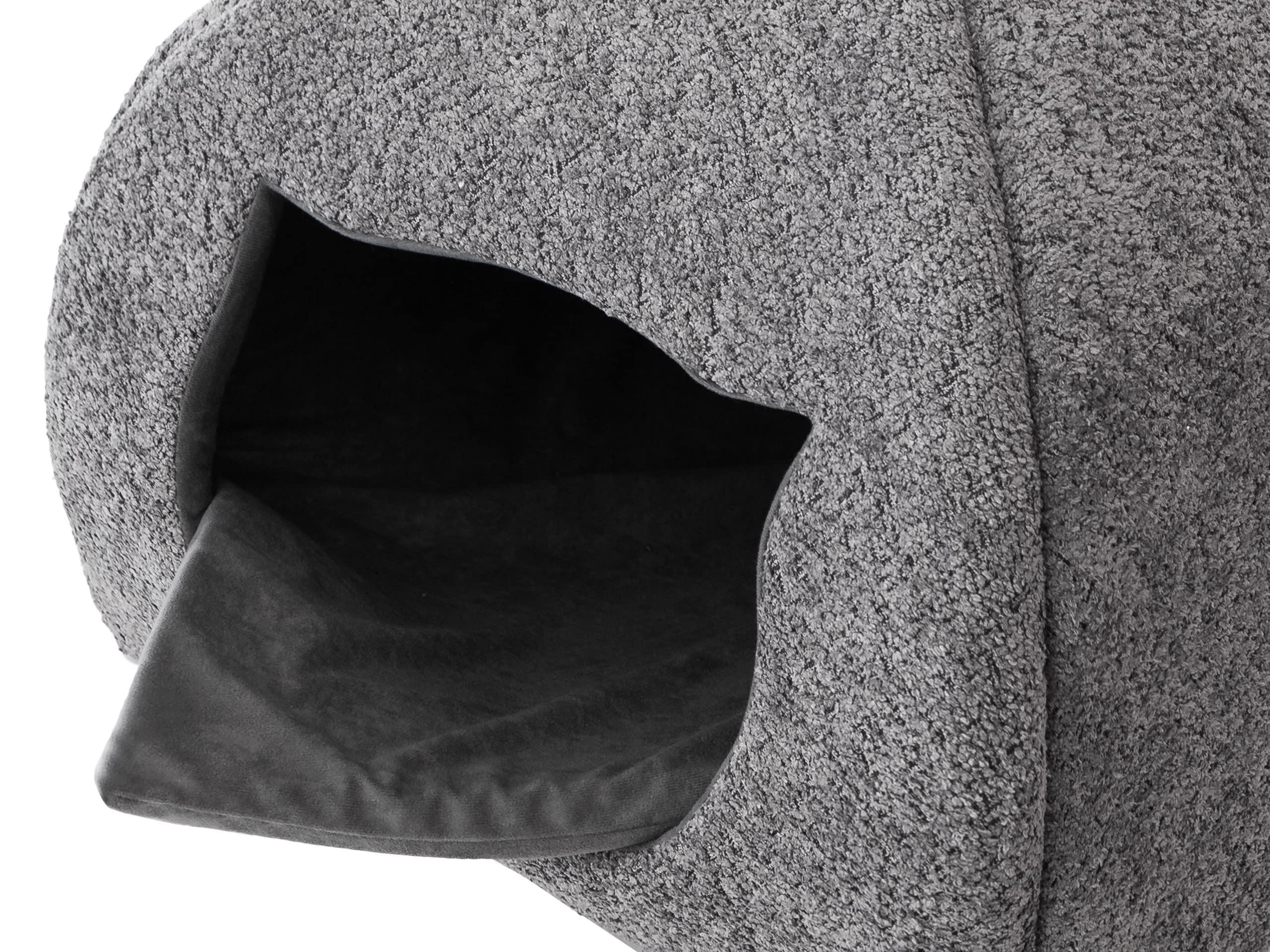 Casa para gatos, cálida para gatos, casa de tela, cueva de gato, caja para dormir, caja para gatos, cueva para perros, cama de huaster, grafito, antología, L: 44 x 44 x 35 cm