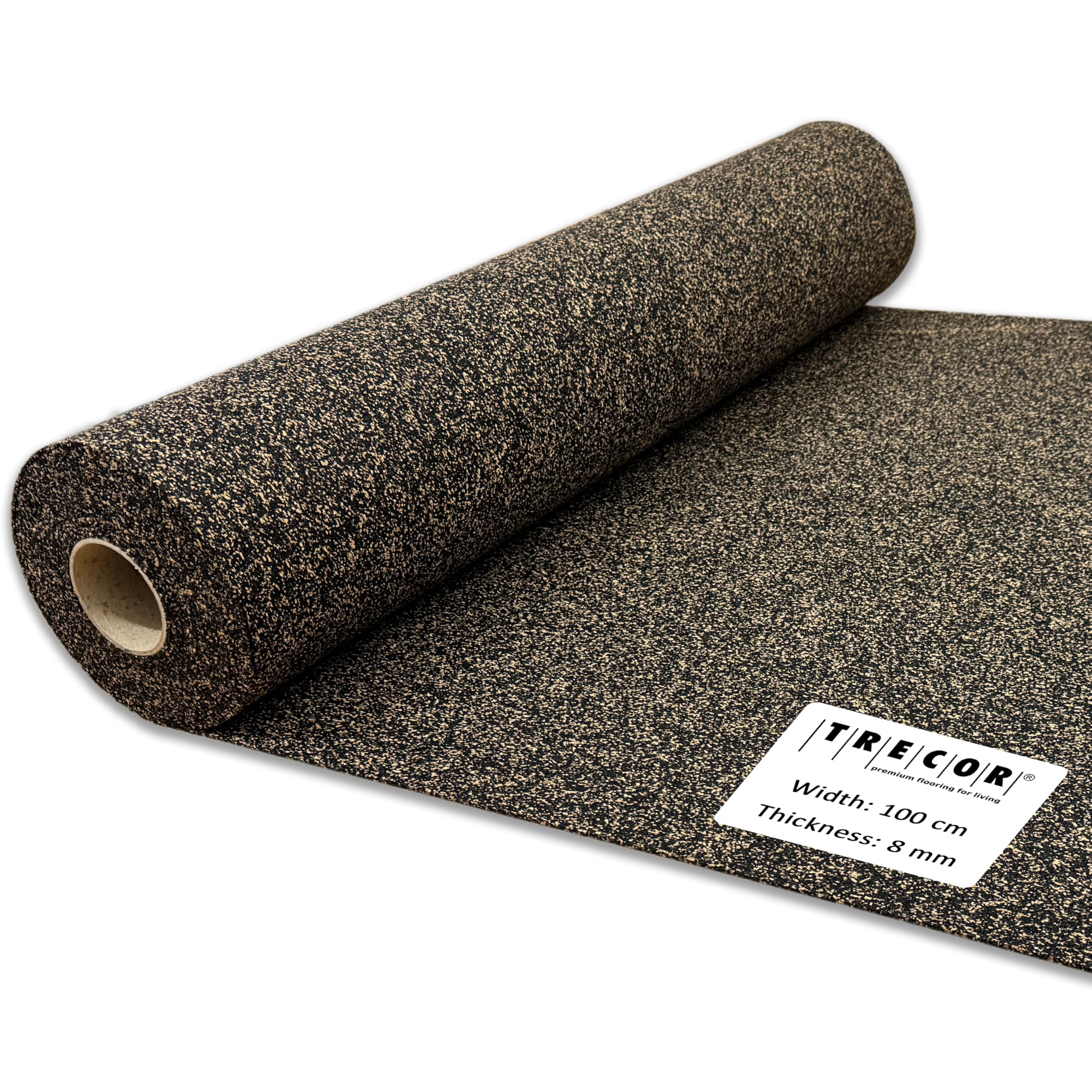 TRECOR® Rubber-Cork Underlay [5 m²] Premium Impact Sound Insulation up to 21 dB – Extremely Durable – Soundproofing Underlay for Laminate, Parquet, and Vinyl Flooring (4 mm Thickness, 5 m²)