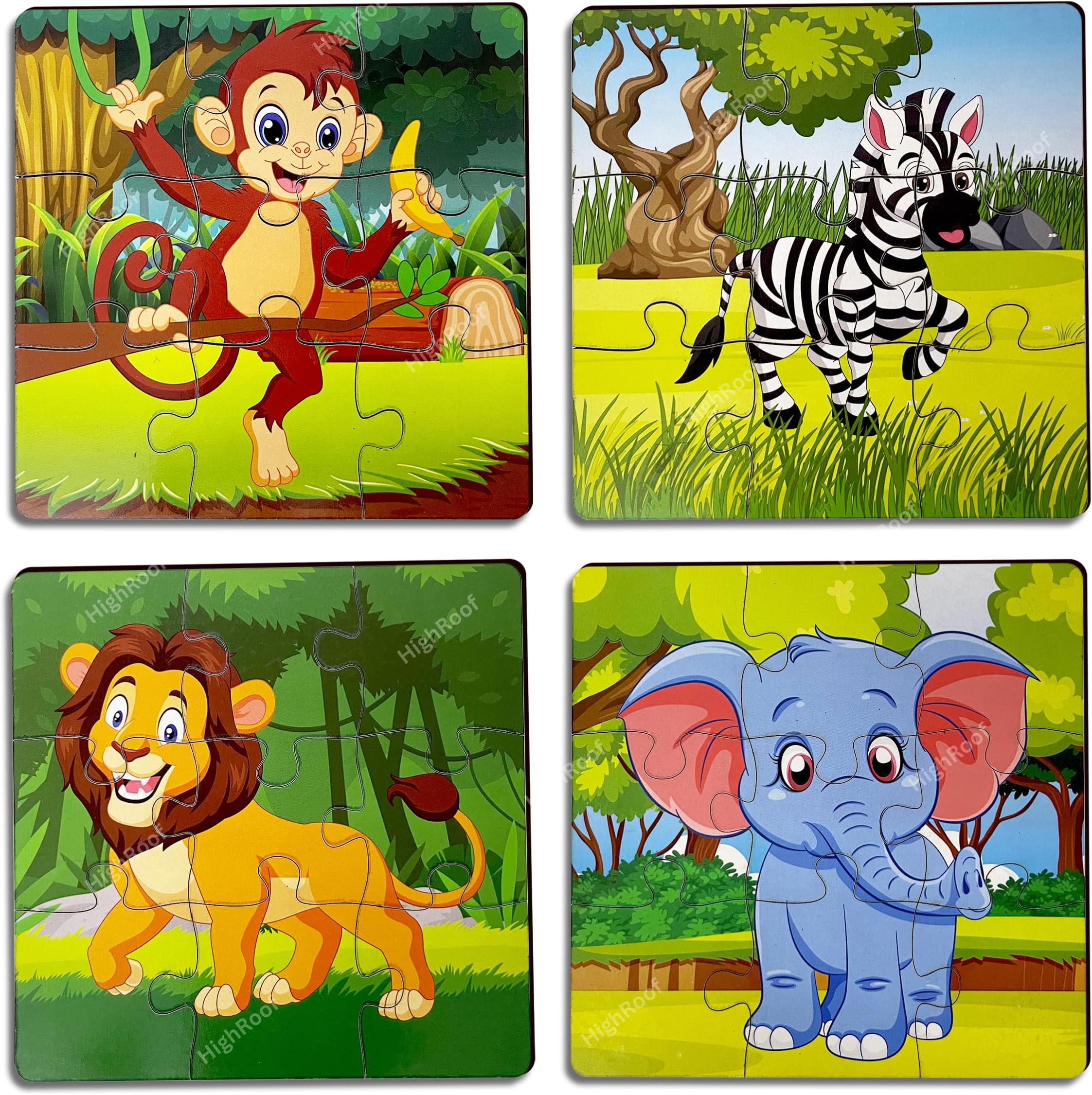 Wooden Jigsaw Puzzle Games for Children & Kids Wooden Puzzle for 2 3 4 5 6Year Old Girls Boys Animals Jigsaw Puzzle(Pack of 4)