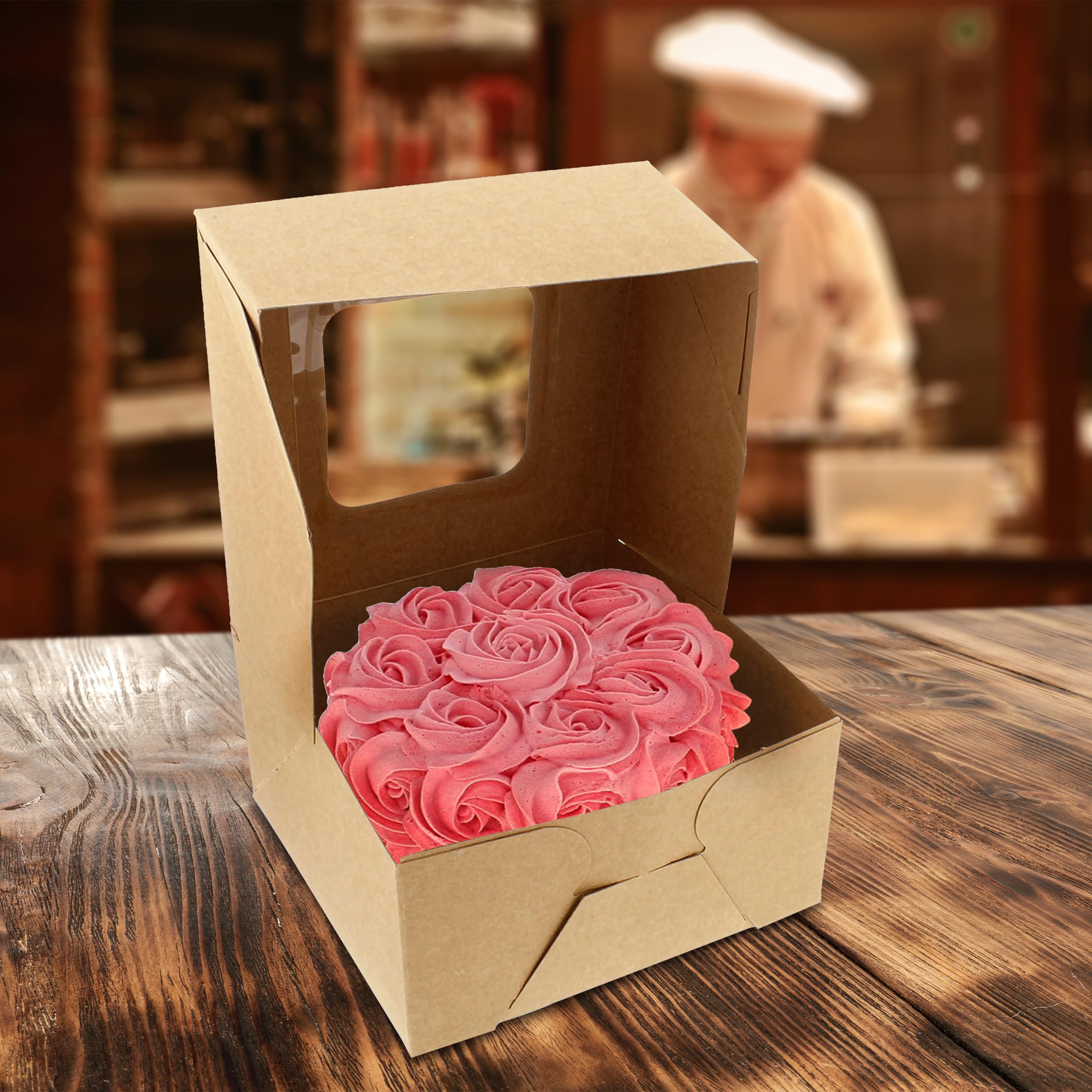 Amazon.com: Spec101 Easy Popup Brown Bakery Boxes with Window 3