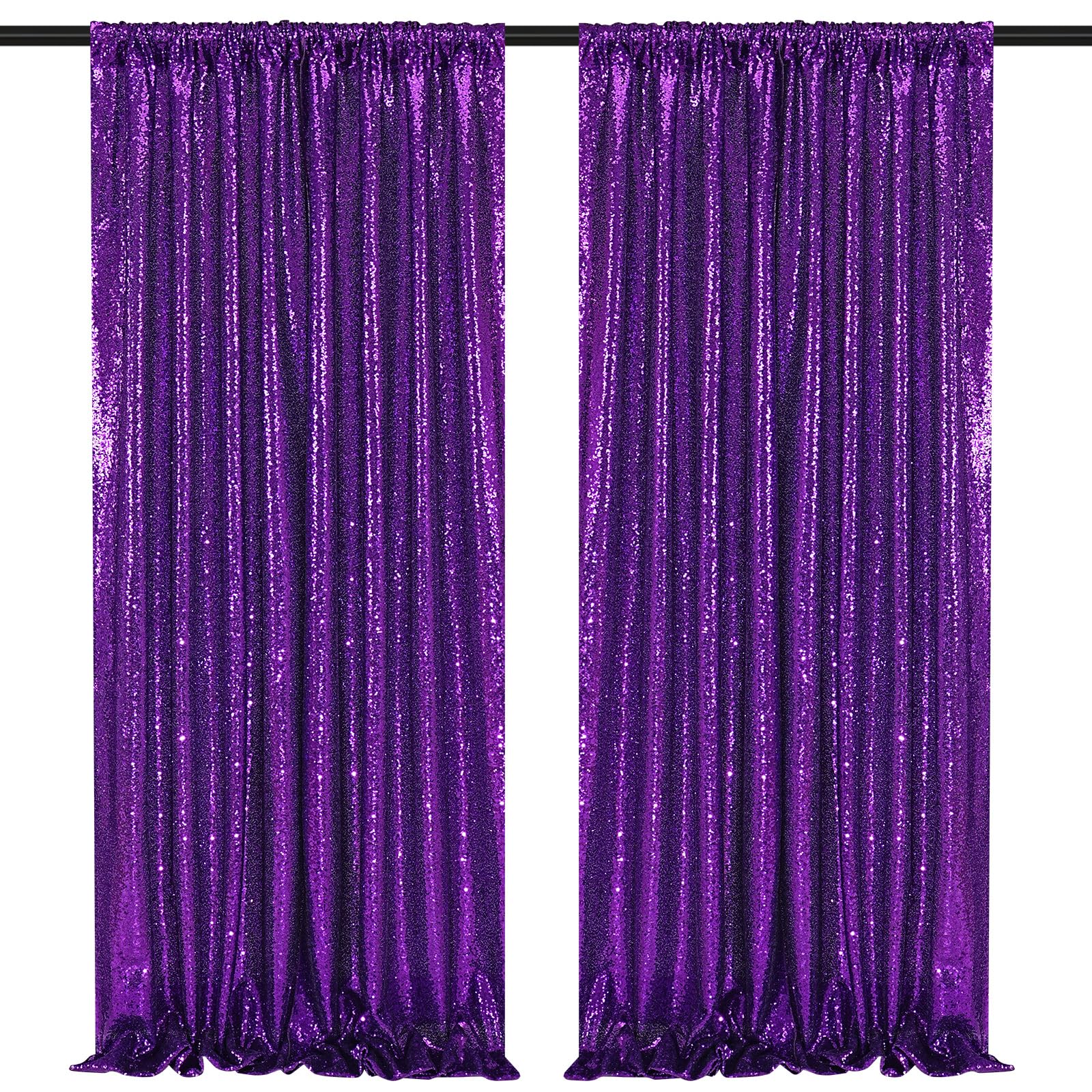 2 Pieces Gold Sequin Backdrop Curtain Panels Stage 2FTx8FT Party Wedding Background Drapes — view 30