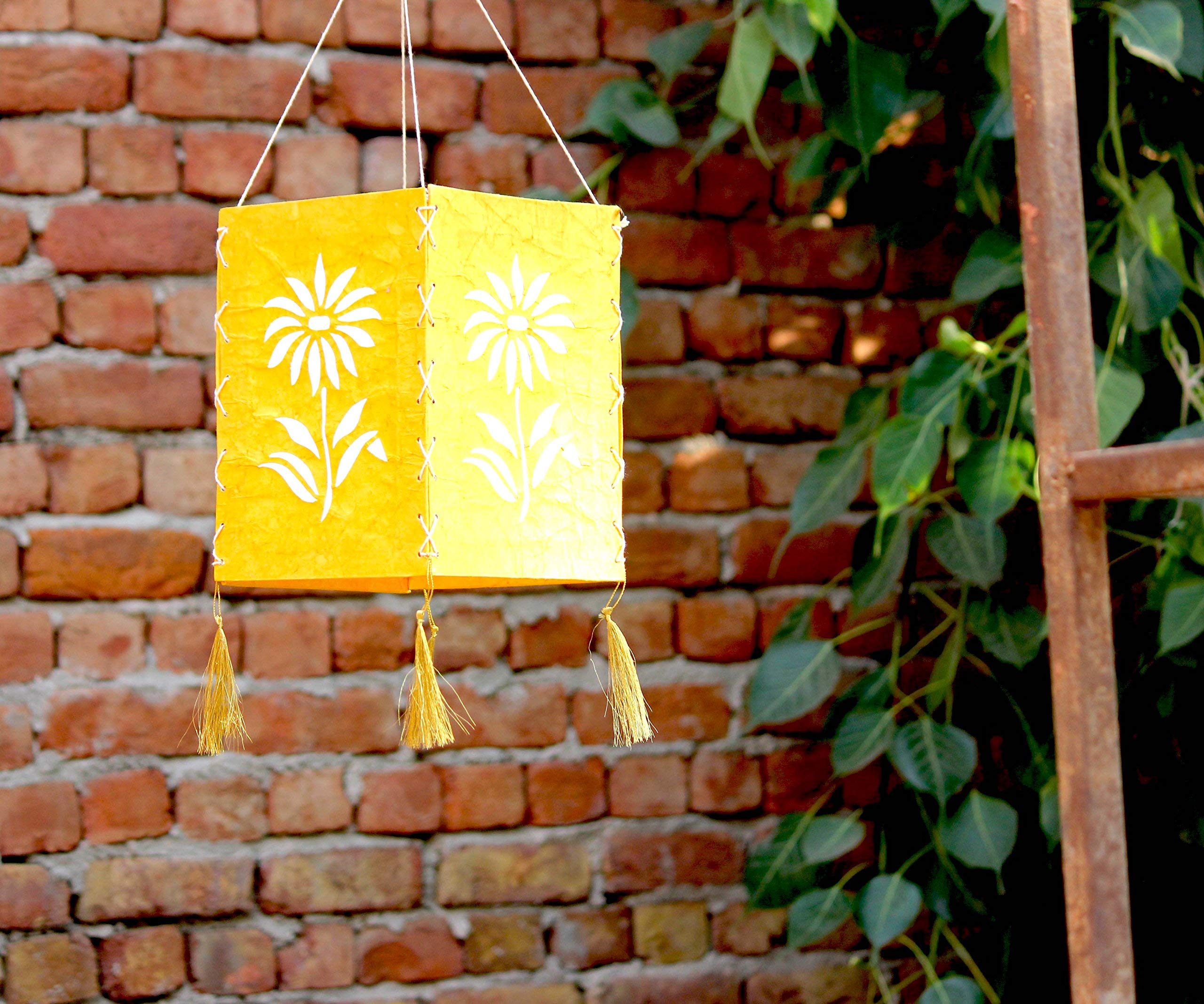 Handmade Paper Lantern - Yellow Tree Design -3 Handmade Paper Lantern - Yellow Tree Design -3