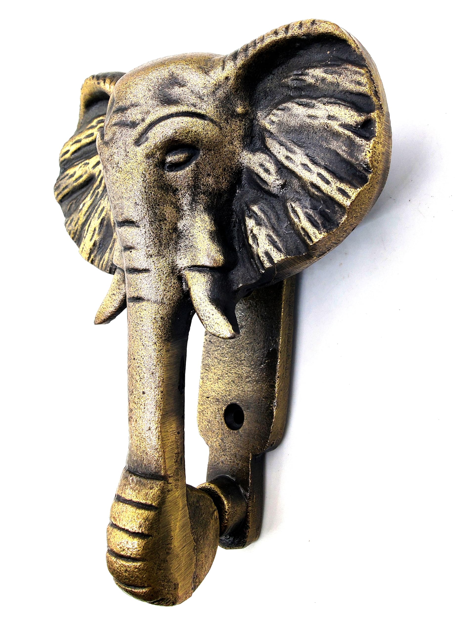 5MOONSUN5's Elephant Door Knocker Door Knocker for Front Door | Antique Finish Solid Cast Iron Door Knockers with Strike Plate Decorative Hardware for Doors,