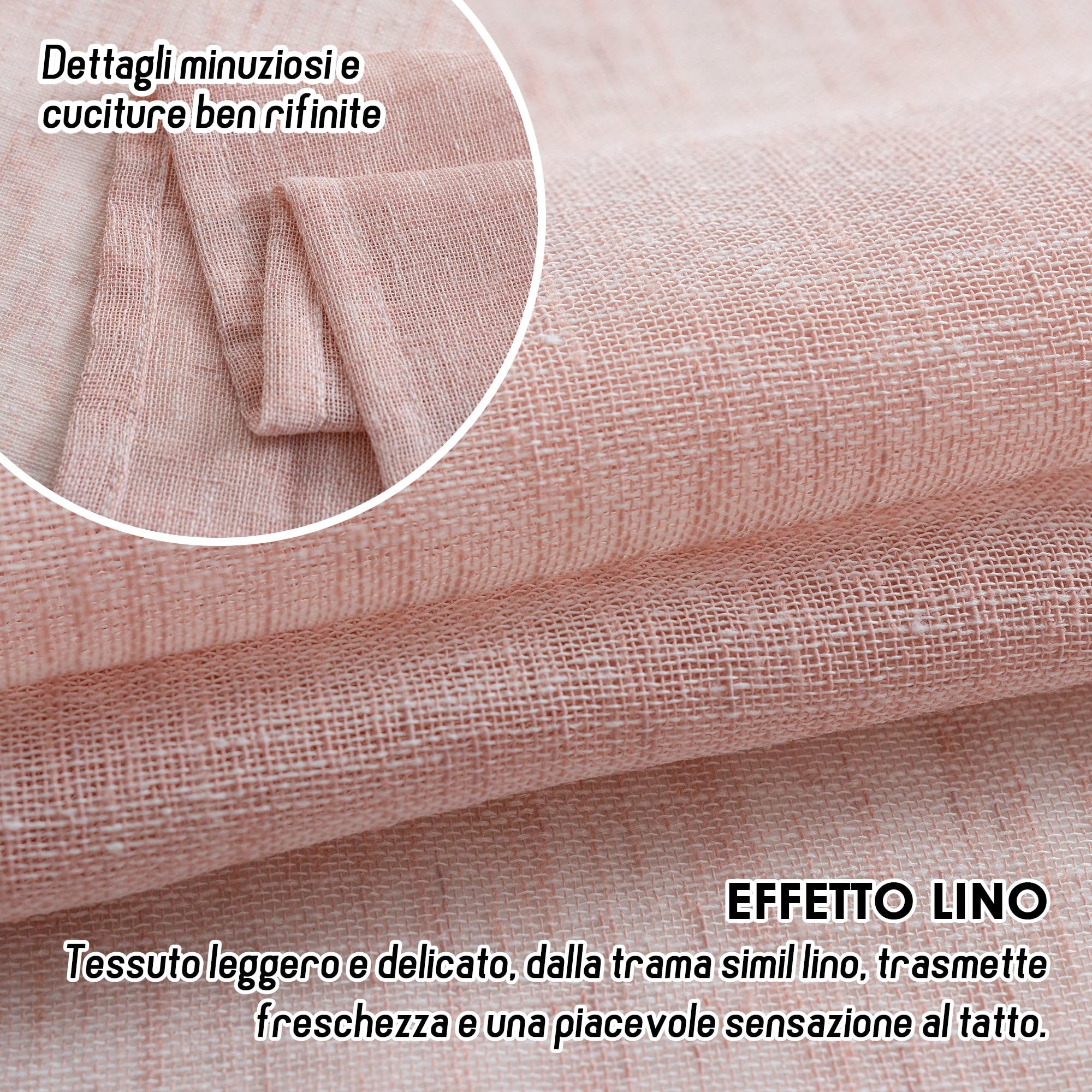 GIRASOLE HOME Coppia Tende Itaca Filtranti in Simil Lino 2 Pannelli con Tasca e Passanti Nascosti (Rosso Pastello, 70x150cm)