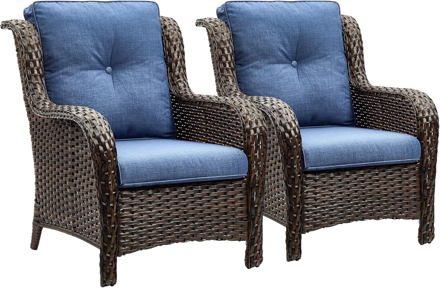 Rilyson Outdoor Wicker Patio Chairs Set of 2 Rattan Dining