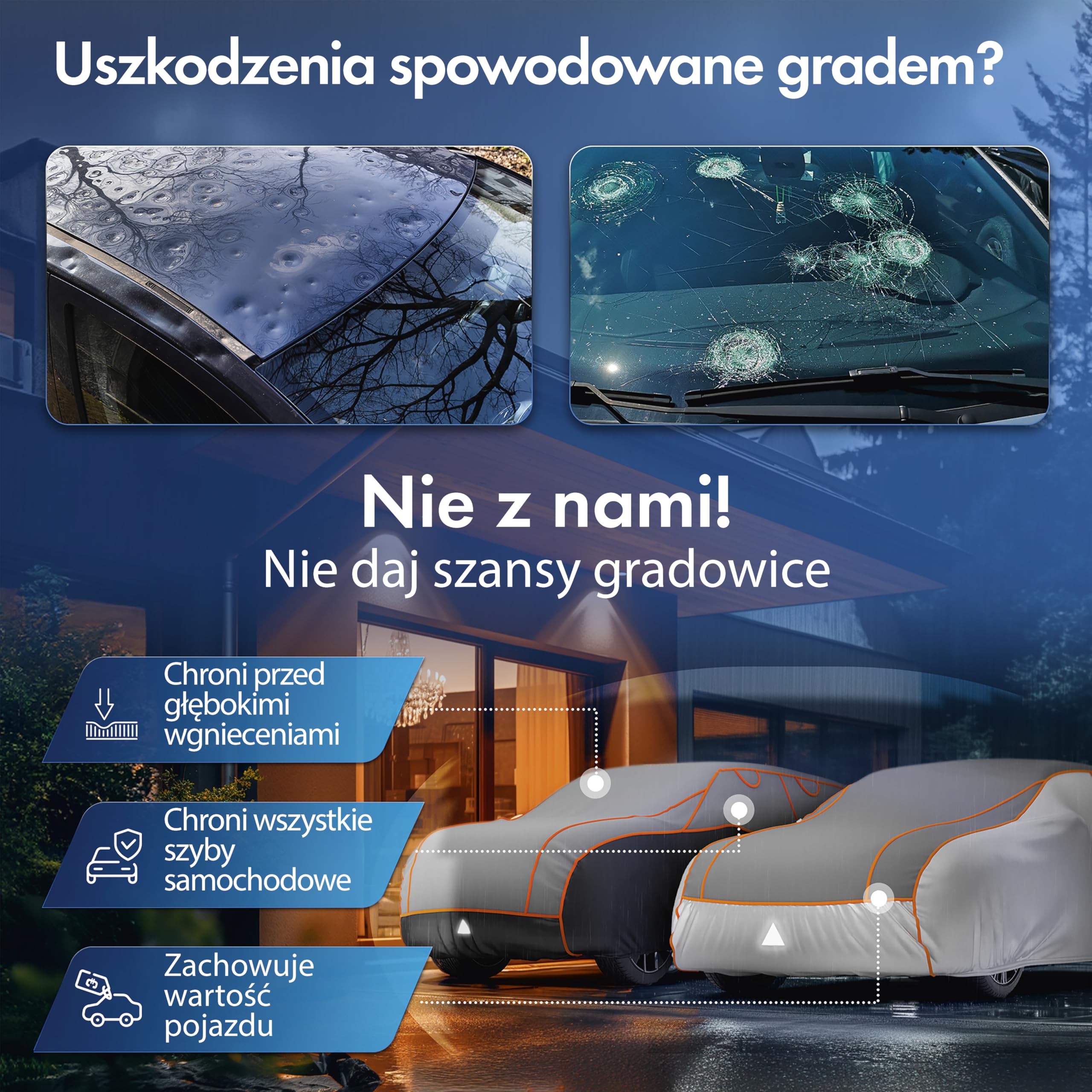 WALSER Auto plandeka przeciwgradowa Perma Protect osłona przeciwgradowa, Zwycięzca pod względem ceny* pokrycie samochodu grad, rozmiar: L 30975