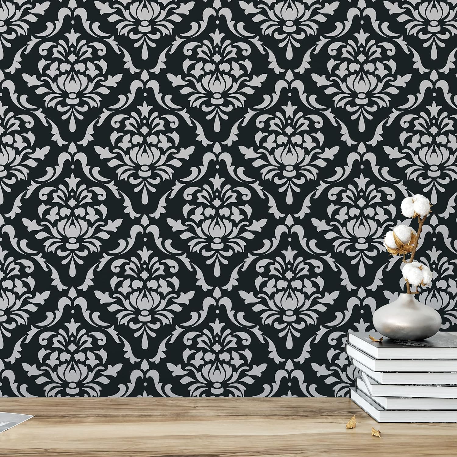 Damask Floral Stencil - DIY Wallpaper Alternative - Damask Walls, Damask Pattern, Damask Wall Stencil, Wall Stencils