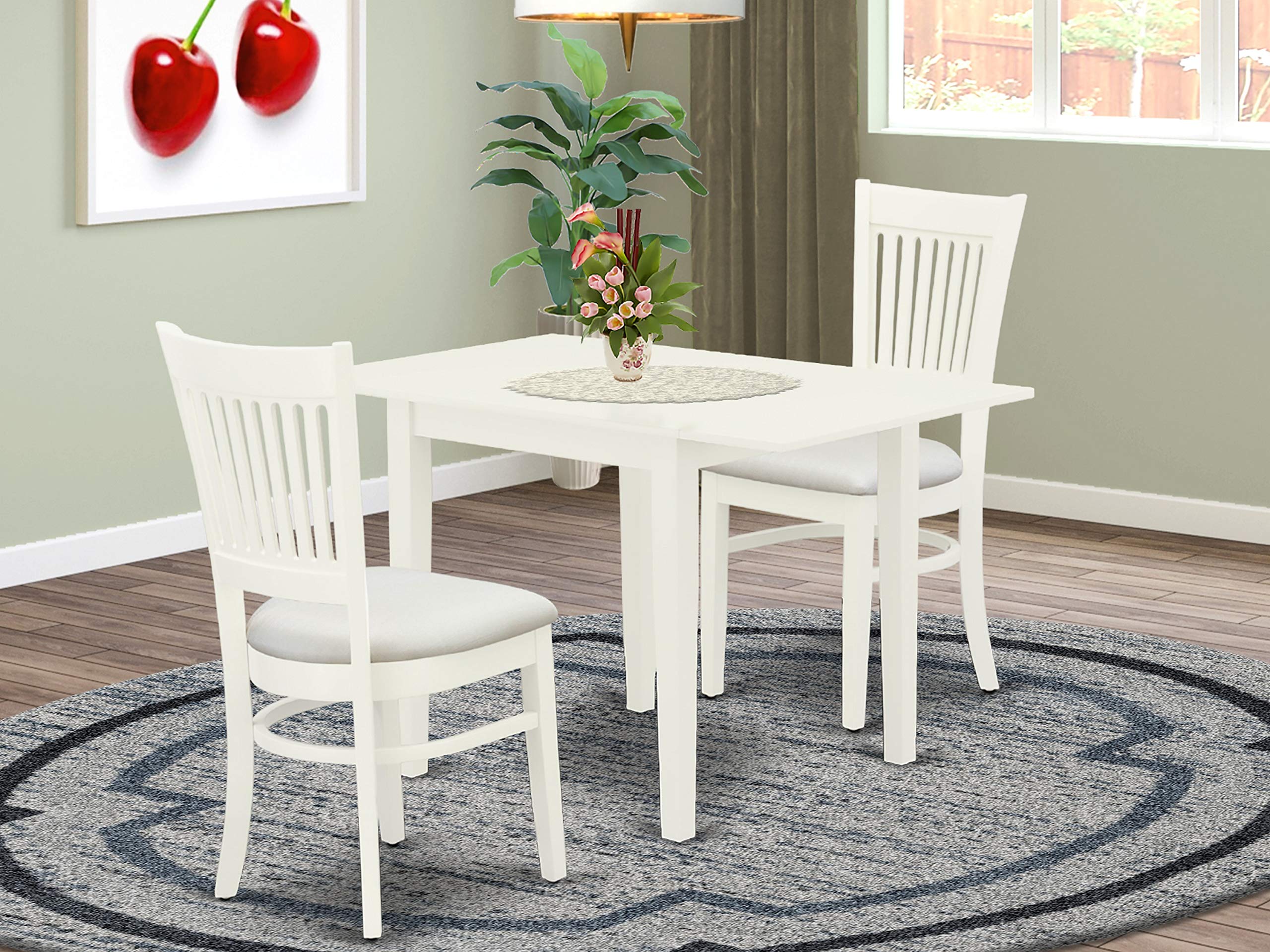 East West Furniture NDVA3-LWH-C Dining Table Set