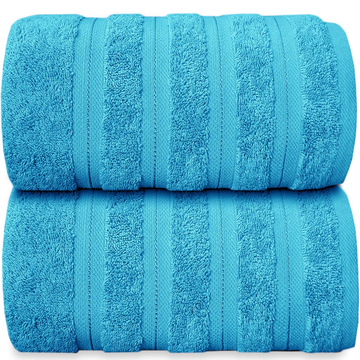 Casabella Premium Qualität 2 Stück blaugrüne Badetücher, 100% gekämmte Baumwolle, 650 g/m², Jumbo-Badelaken-Set, schnell trocknende Badetücher, sehr saugfähig, 2 blaugrüne, extra große Badetücher