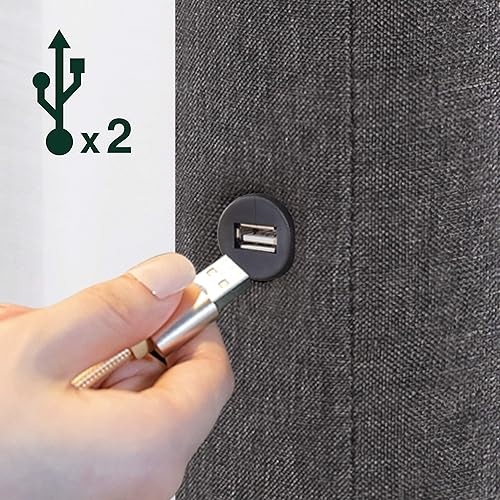 Miniatura 2 de ZINUS - Base de cama con plataforma tapizada y puerto USB base de colchón con soporte con listones de madera de fácil montaje no necesita somier