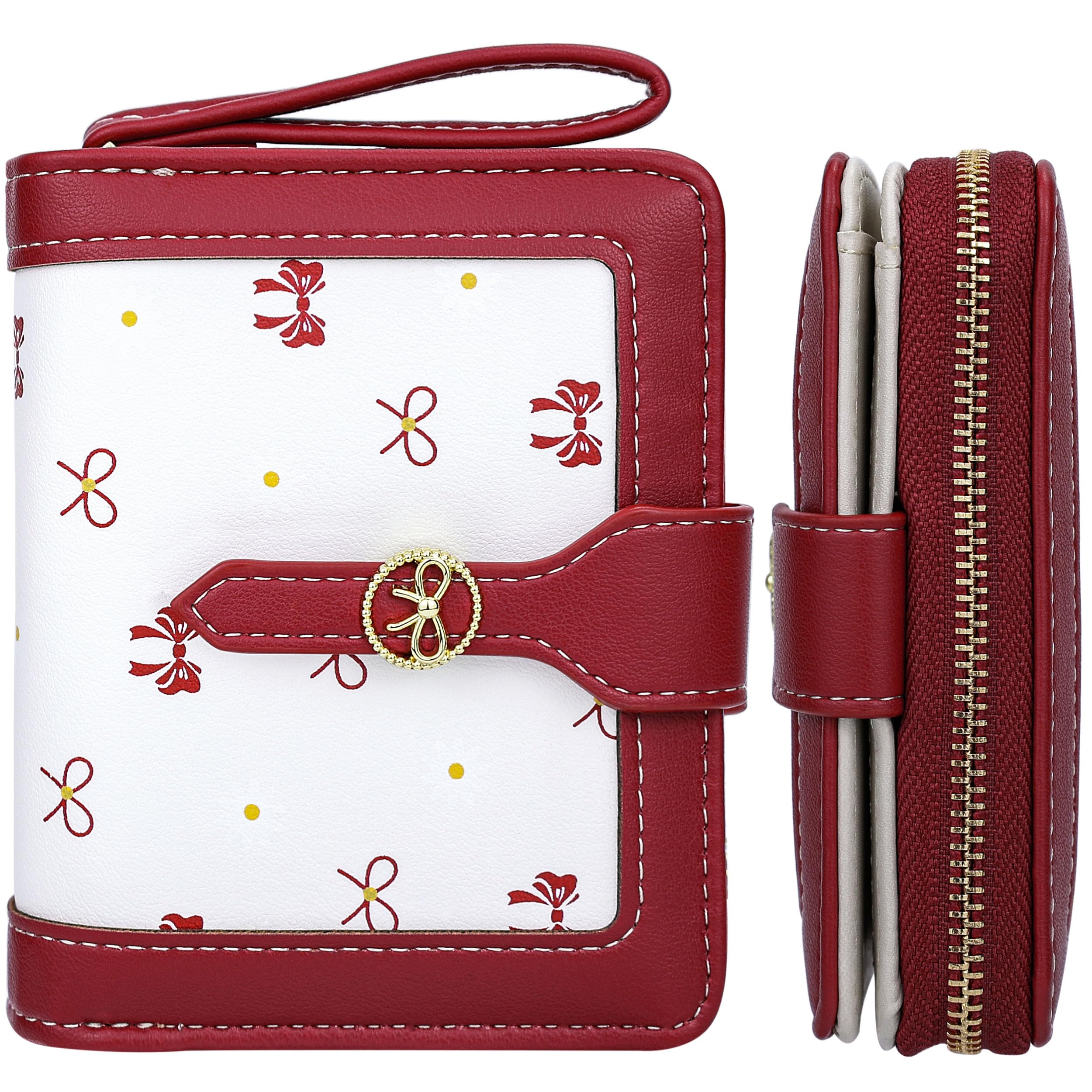 Farcauo Womens Wallet Cute Small Wallets for Women Red Coquette Bow Women's Wallet Kawaii Card Wallets for Women Ladies Bow Stuff