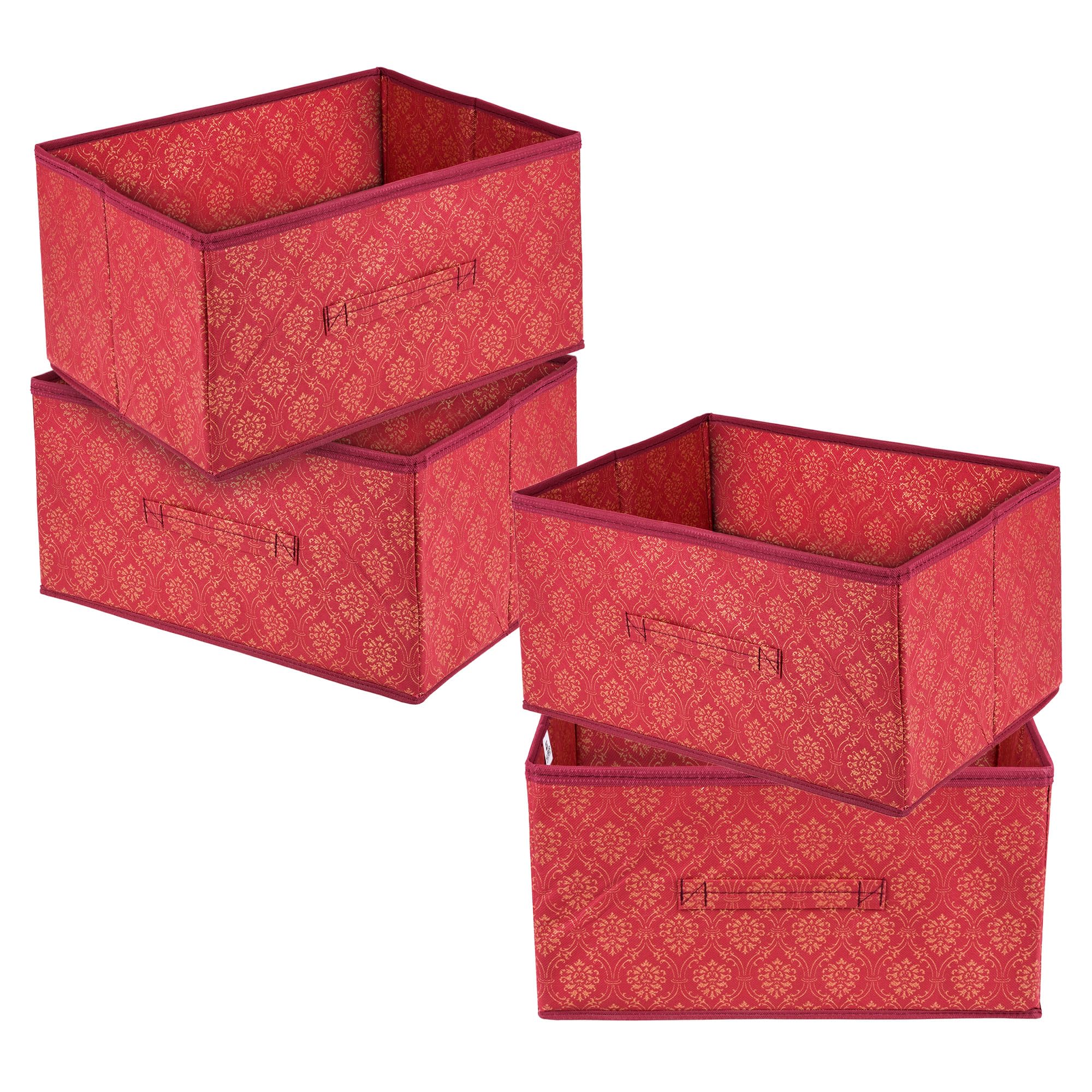 Kuber Industries Paquete de 4 cajones | Organizador de ropa plegable | Contenedor de almacenamiento para ropa | Organizador de armario para libros y juguetes | Caja de almacenamiento de armario con