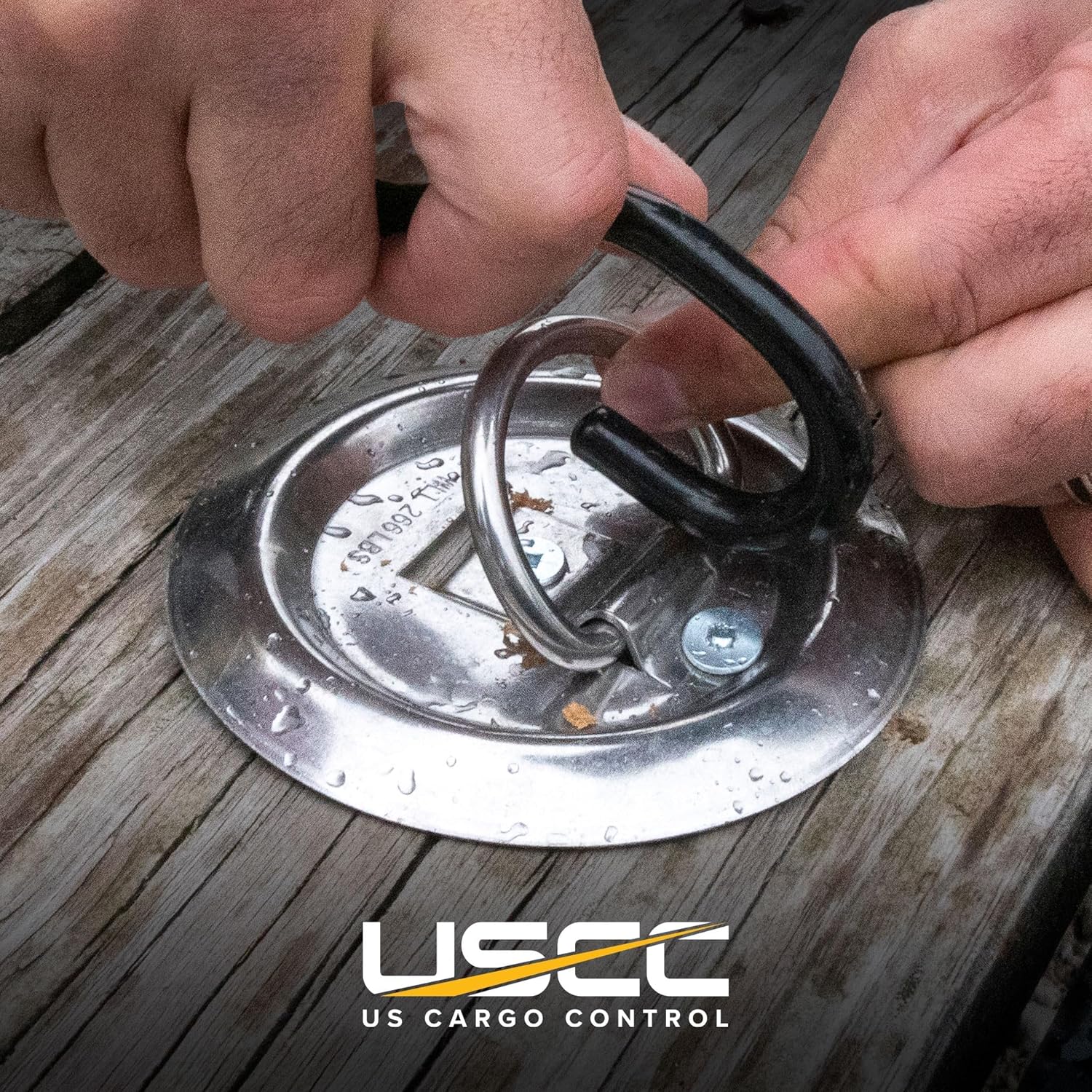 US Cargo Control Recessed D-Ring Tie Down Anchors (8 Pack), Flush Mount Type 316 Stainless Steel D Rings for Trailers, Camping, Decks, Outdoor Uses, and Marine Environments, 800 LBS Break Strength