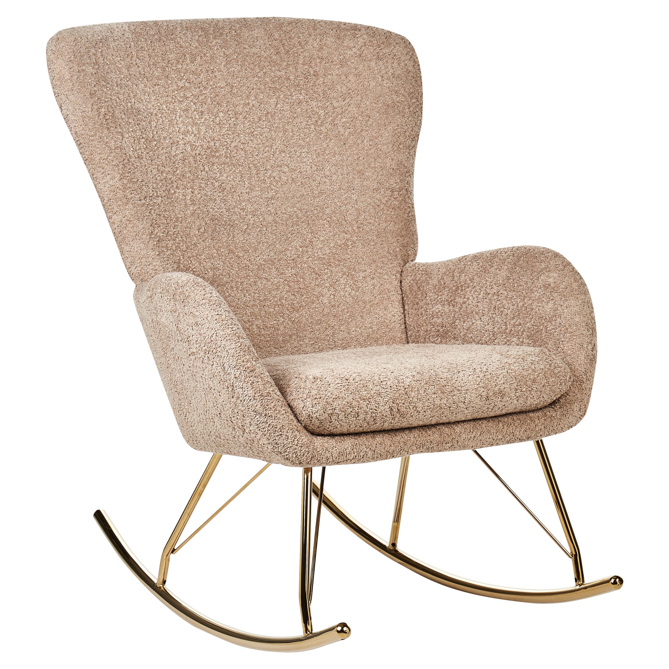 Beliani Schaukelsessel Bouclé Stoff beige/Gold Schaukelstuhl modern elegant edel Anaset