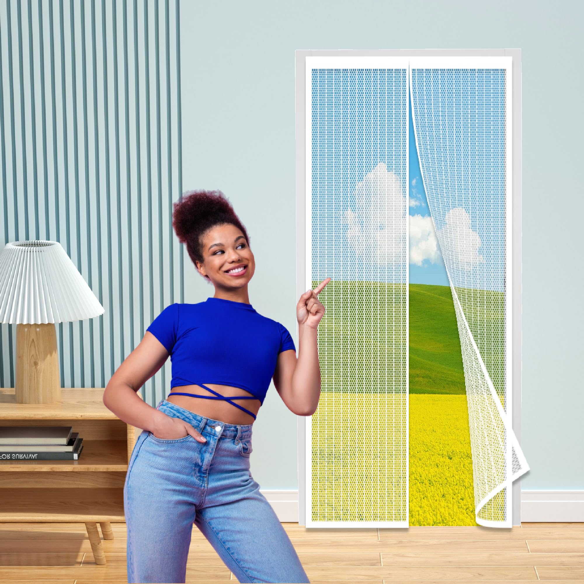 Moustiquaire porte fenetre magnetique pour aerer le salon sans insectes