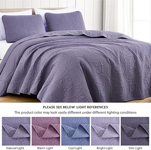 Vista 216 de Chezmoi Collection Austin - Juego de colcha tamaño Queen de 3 piezas Pinsonic acolchada de gran tamaño, tamaño Queen, terracota