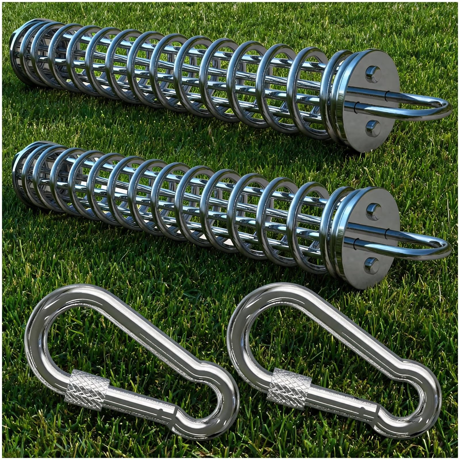 Heavy Duty Dog Tie Out Spring Shock Absorber, Dog Lead Spring for Tie Out Cable &amp; Chain, Dog Runner Shock Spring, 304 Stainless Steel Buffer, Easy Installation Spring Pole for 2 Dogs(2 Springs)