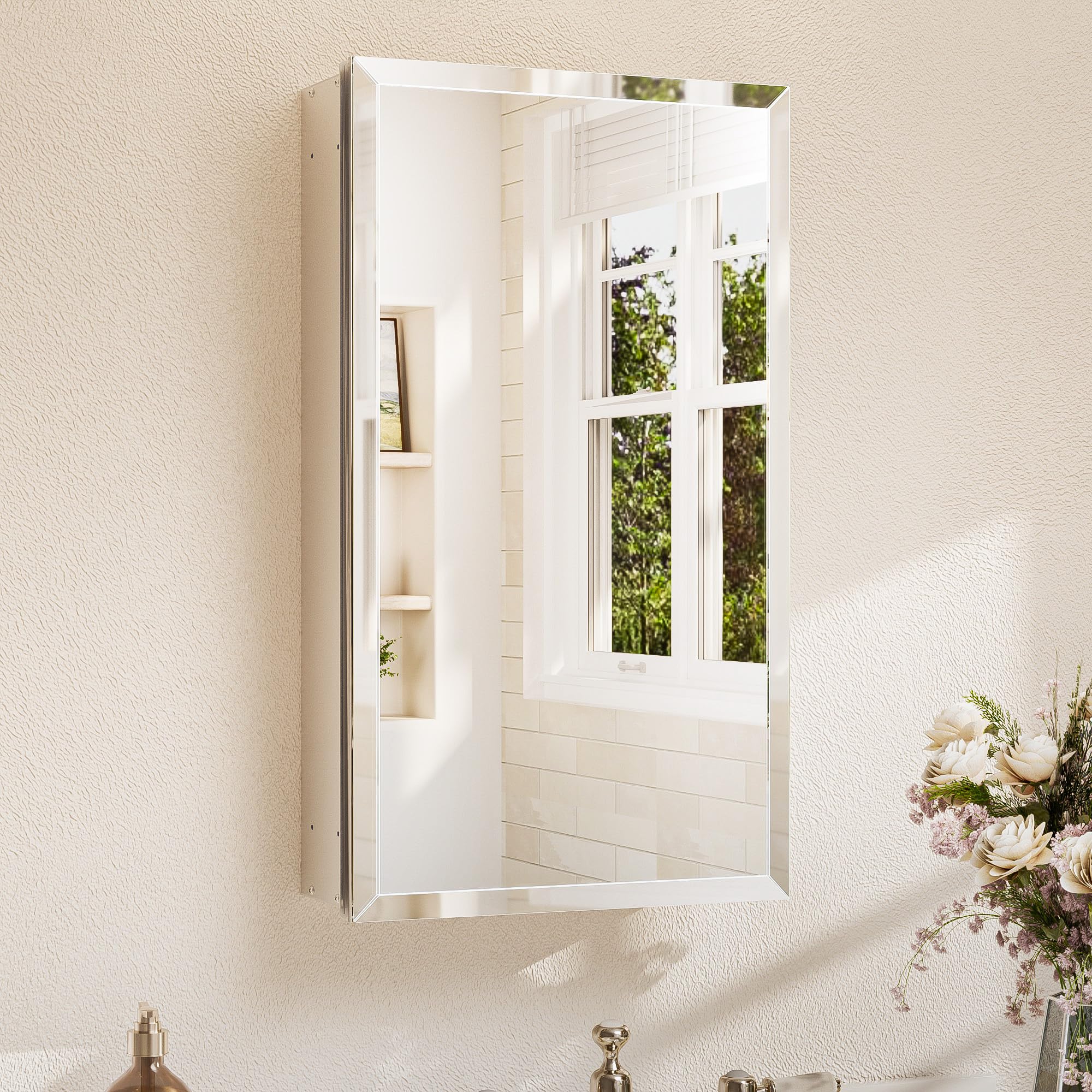 Amazon.com: TETOTE 15 x 26 Bathroom Mirror with Storage with