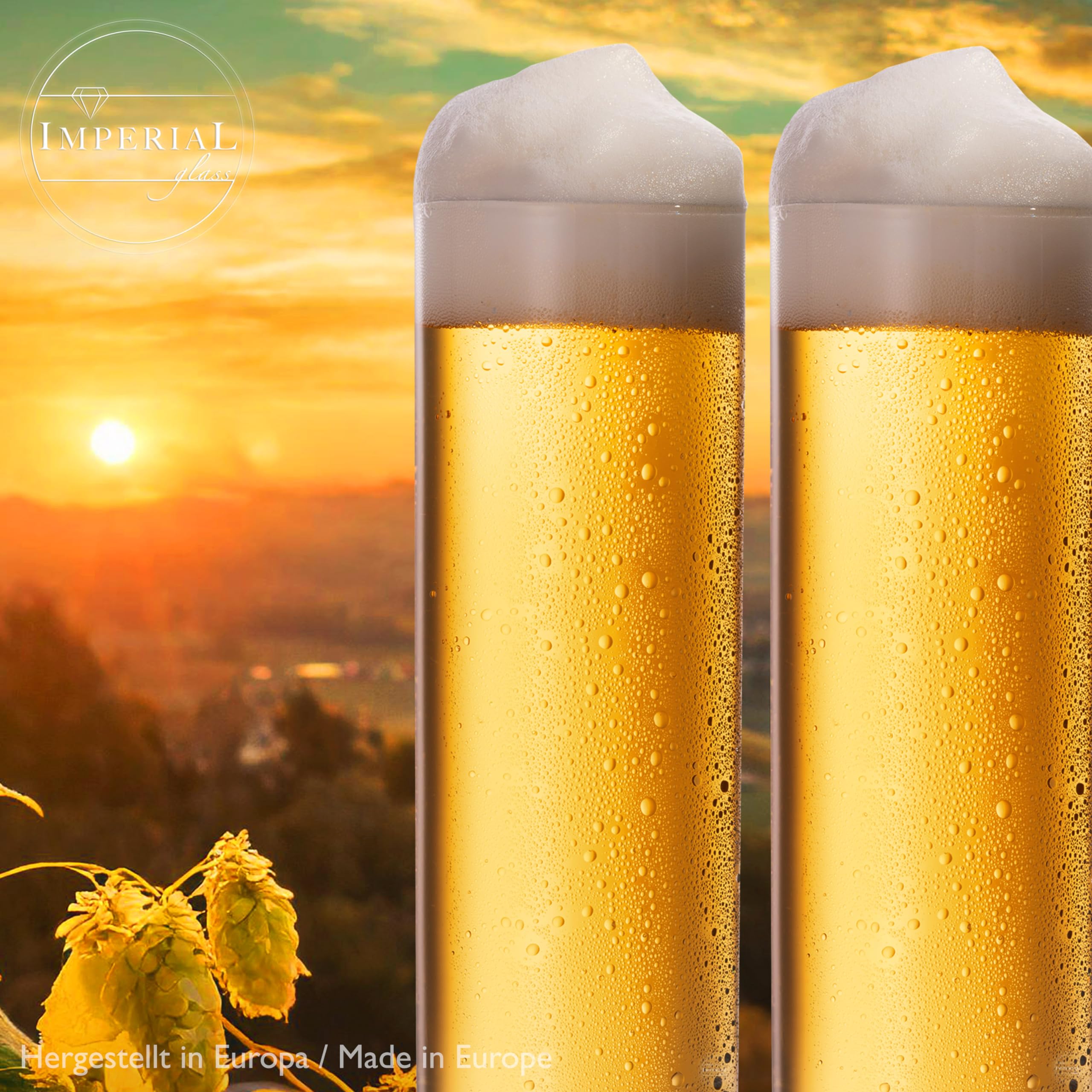 Imperial Lot de 12 verres à bière en verre 200 ml (max. 250 ml) Motif barres de bière 0,2 l Passe au lave-vaisselle